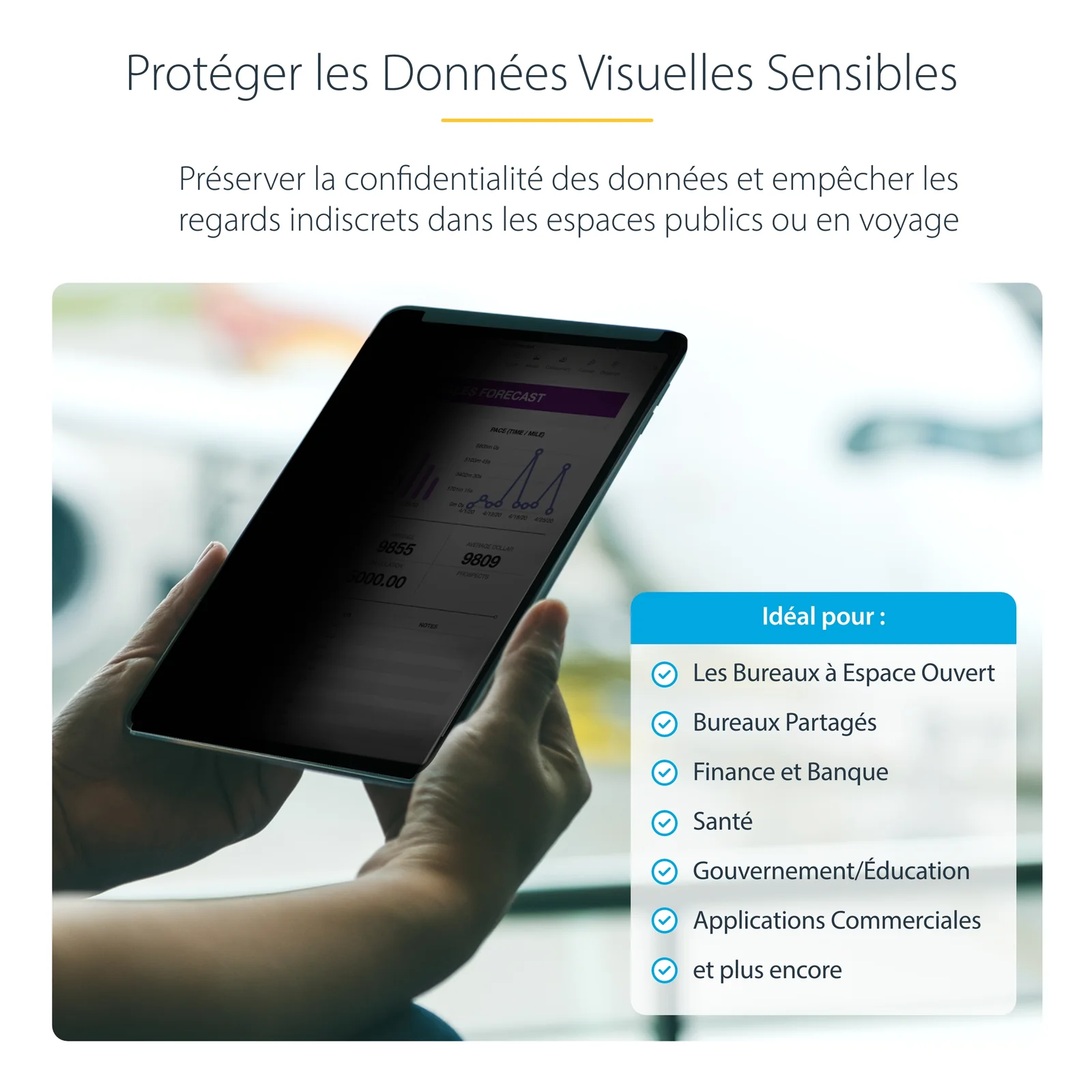 StarTech.com Filtre de Confidentialité à 4 Directions pour iPad Pro 11 pouces, 3e Génération et Supérieur, pour Portrait/Paysage, Écran de Protection iPad, +/- 30 Degrés de Vue, Filtre Anti Lumière Bleue