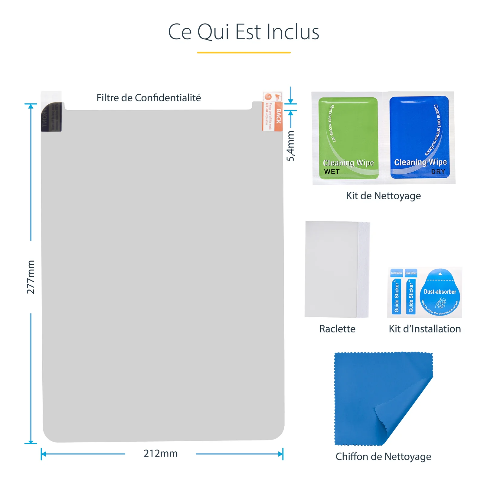 StarTech.com Filtre de Confidentialité à 4 Directions pour iPad Pro 12,9 pouces, 3e Génération et Supérieur, pour Portrait/Paysage, Écran de Protection iPad, +/- 30 Degrés de Vue, Filtre Anti Lumière Bleue