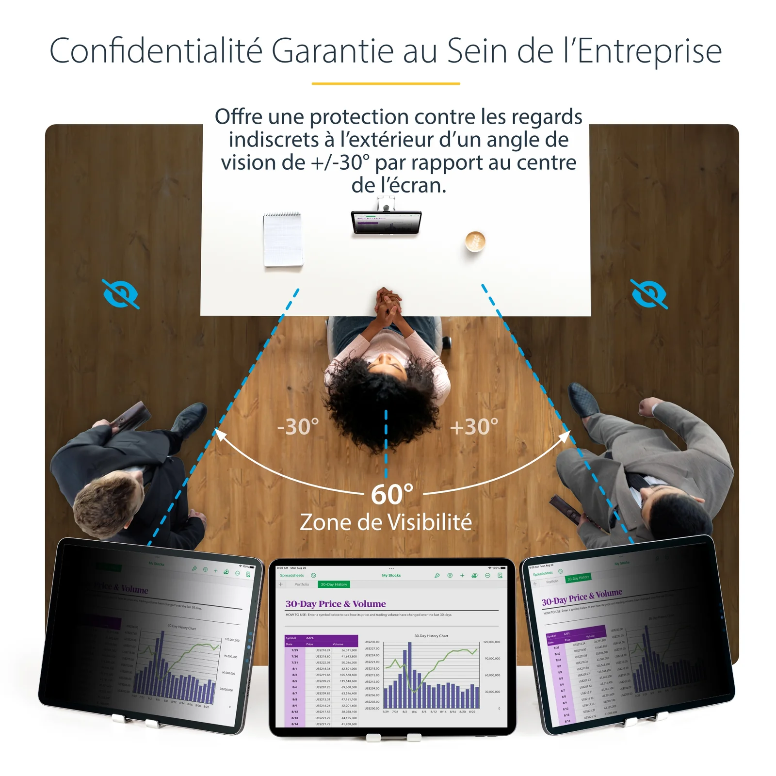 StarTech.com Filtre de Confidentialité à 4 Directions pour iPad Pro 12,9 pouces, 3e Génération et Supérieur, pour Portrait/Paysage, Écran de Protection iPad, +/- 30 Degrés de Vue, Filtre Anti Lumière Bleue