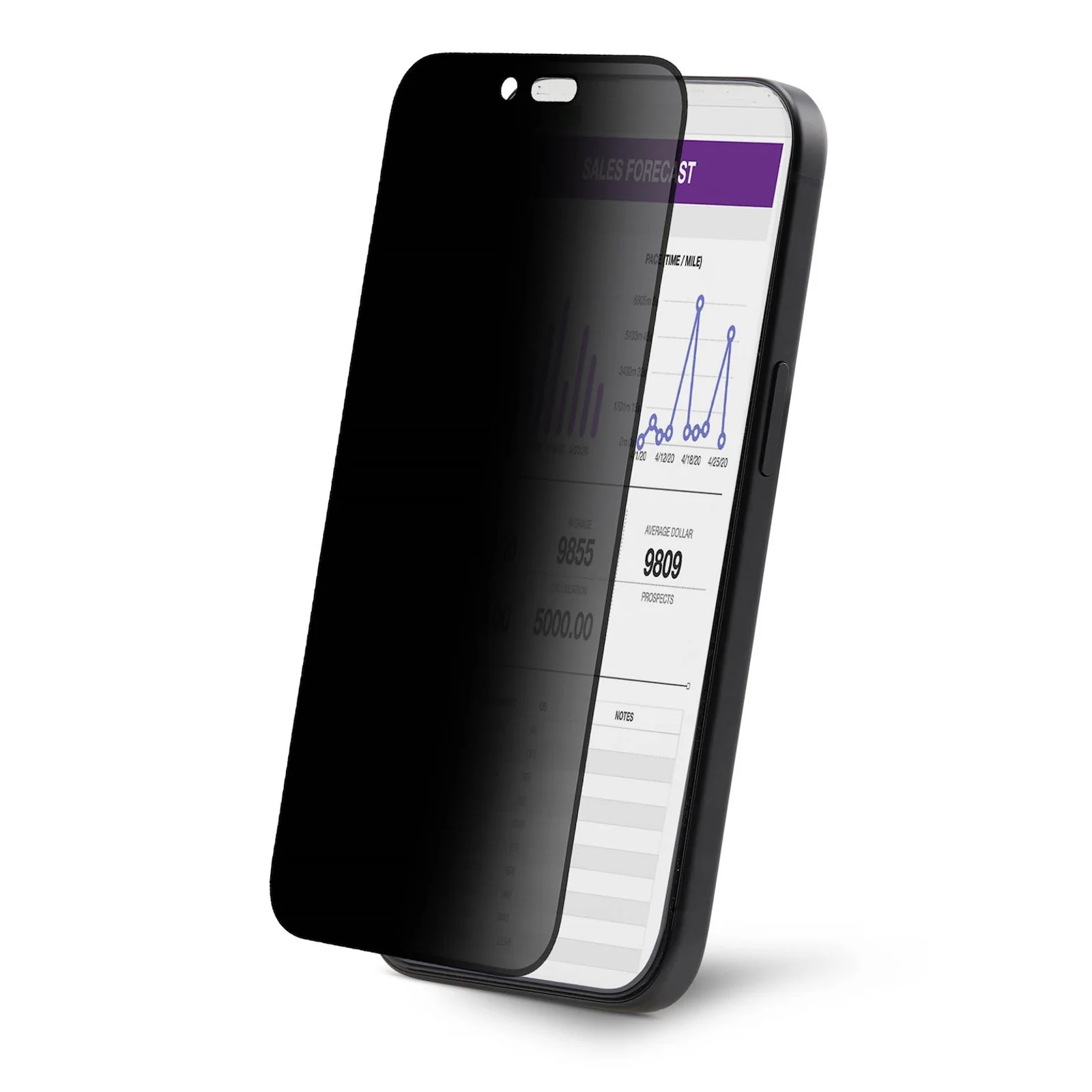 Filtre de Confidentialité pour iPhone 16 à 4 Directions et 360°, Supporte l'Orientation Portrait/Paysage, Tactile, Protection en Verre Trempé, Filtre à 4 Directions, TAA
