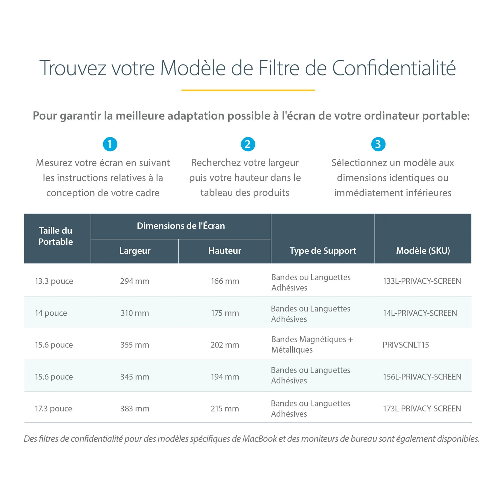 StarTech.com Filtre de Confidentialité pour Ordinateur Portable 17,3 pouces 16:9 - Écran de Confidentialité Antireflet avec Réduction de Lumière Bleue de 51% Protecteur d'Écran PC avec Angle de Vision de +/- 30°