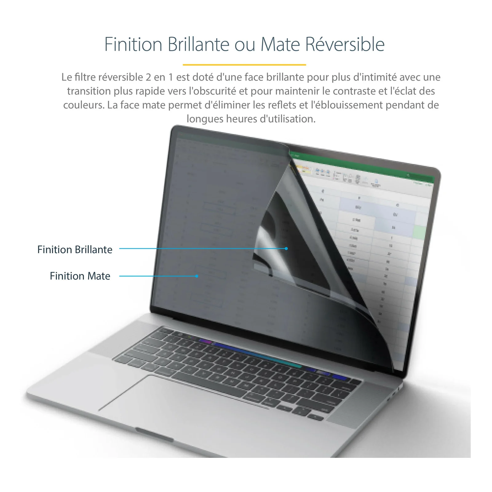 StarTech.com Filtre de Confidentialité Rabattable pour MacBook Pro 16" M1 M2 M3 M4, Protecteur d'Écran contre la Lumière Bleue, Double Face Anti-Reflets Mat ou Brillant, Écran de Confidentialité