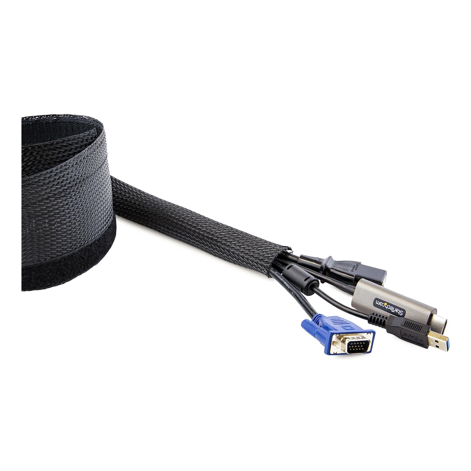 StarTech.com Gaine de Câble Tressée de 3m - Organisateur de Câble Gros Calibre, 3cm de Diamètre - Protège Câble Électrique en Polyester - Gaine Cache Câble Informatique - Manchon de Câble pour PC