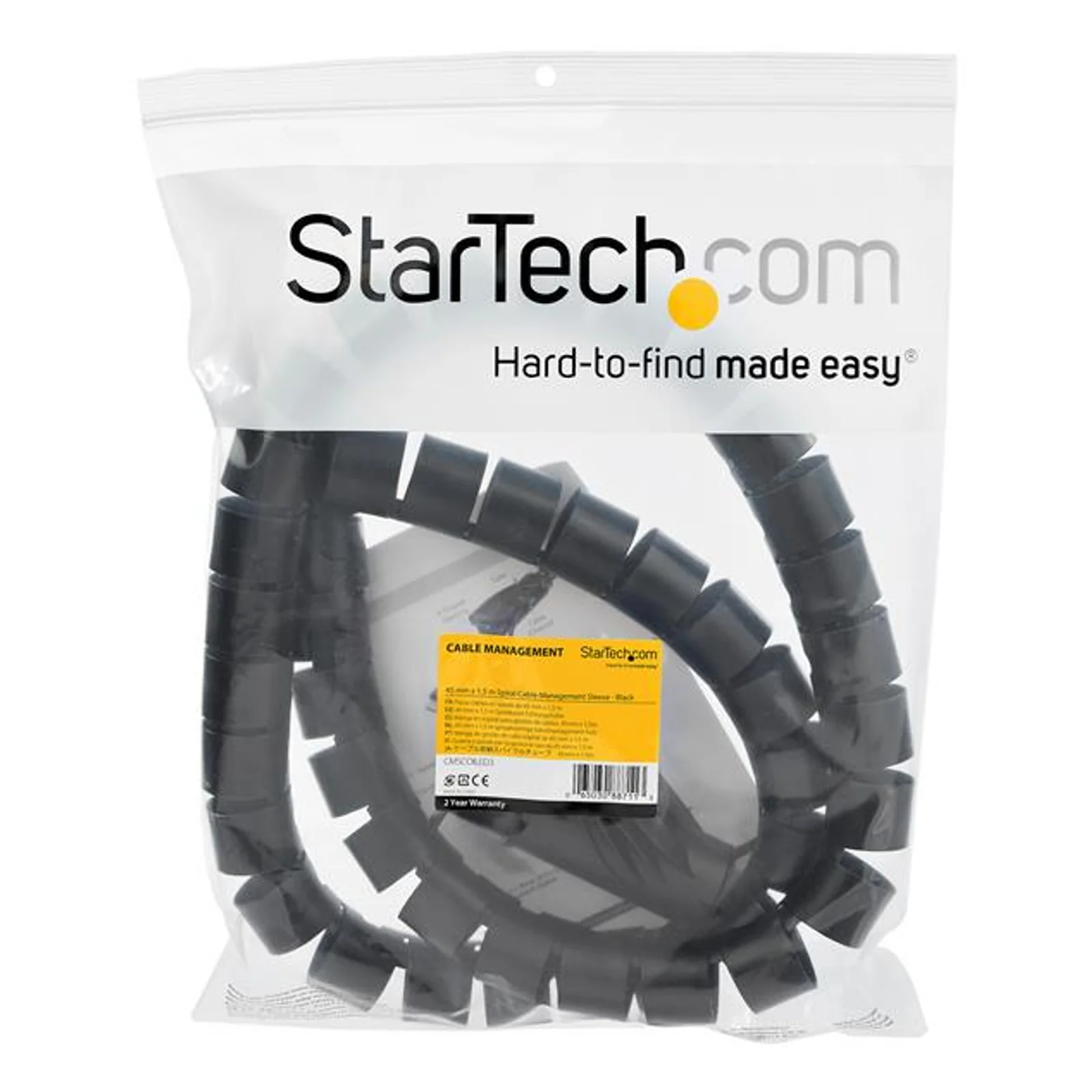 Emballage plastique transparent de la gaine spirale StarTech.com CMSCOILED3 avec label 2 Year Warranty