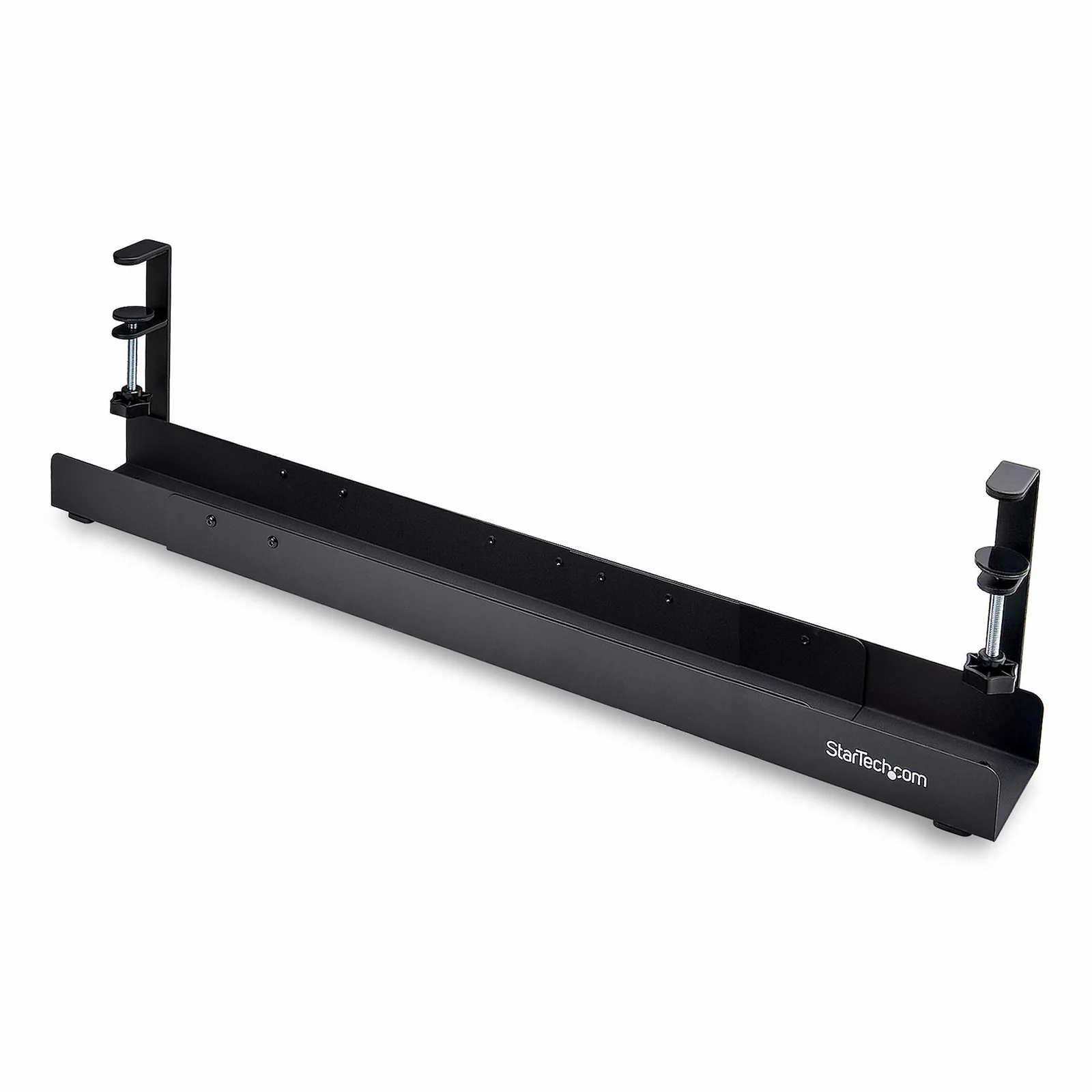 Goulotte Passe Câble Bureau, Organiseur de Câbles Ajustable en Longueur, Installation à Pinces, Aucun Perçage Nécessaire, Support Multiprise, Noir