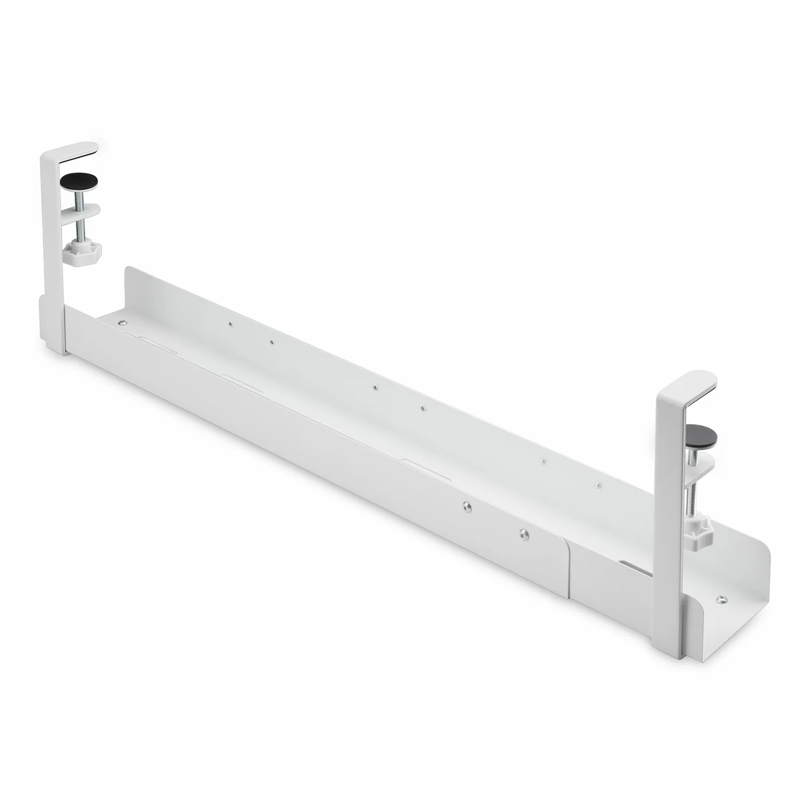 StarTech.com Goulotte Passe Câble Bureau, Organiseur de Câbles Ajustable en Longueur, Installation à Pinces, Aucun Perçage Nécessaire, Support Multiprise, Blanc