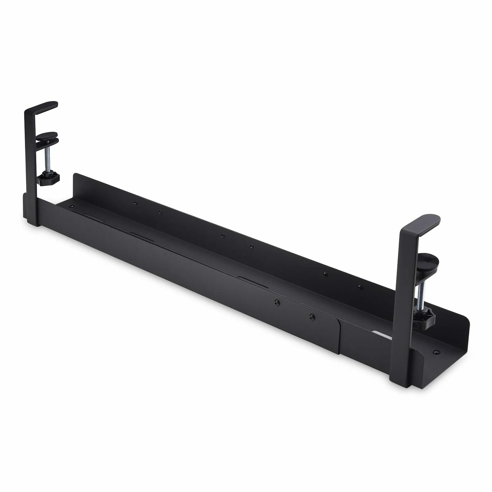 StarTech.com Goulotte Passe Câble Bureau, Organiseur de Câbles Ajustable en Longueur, Installation à Pinces, Aucun Perçage Nécessaire, Support Multiprise, Noir