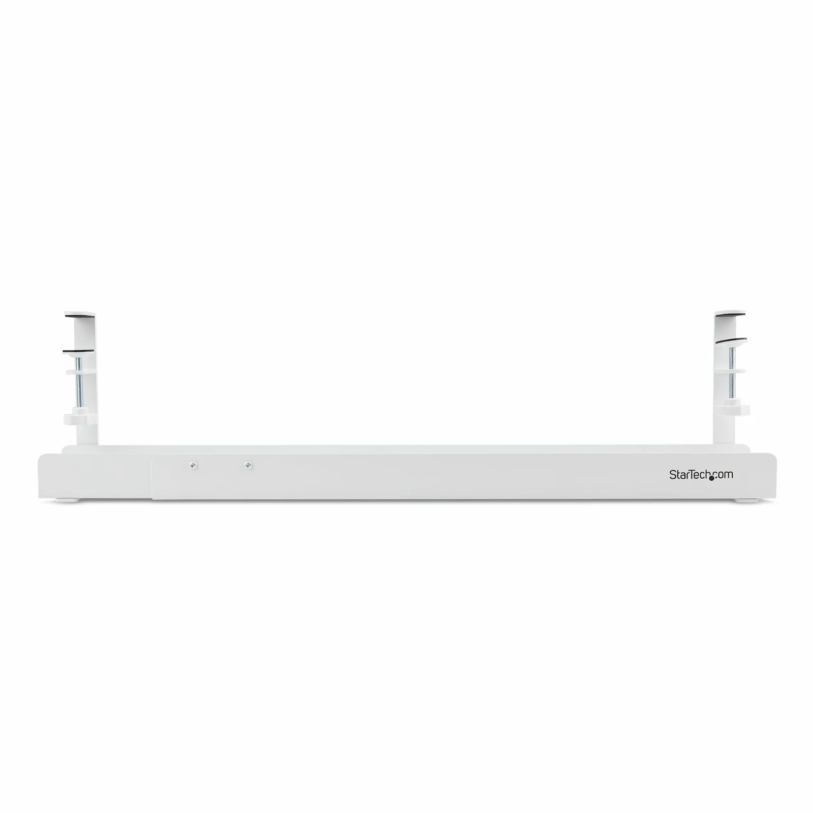StarTech.com Goulotte Passe Câble Bureau, Organiseur de Câbles Ajustable en Longueur, Installation à Pinces, Aucun Perçage Nécessaire, Support Multiprise, Blanc