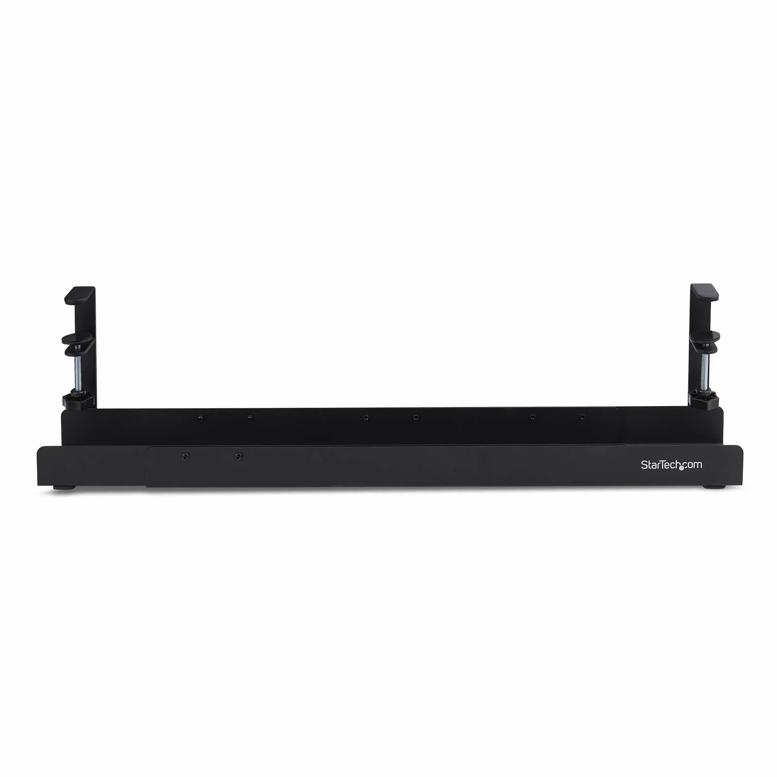 StarTech.com Goulotte Passe Câble Bureau, Organiseur de Câbles Ajustable en Longueur, Installation à Pinces, Aucun Perçage Nécessaire, Support Multiprise, Noir
