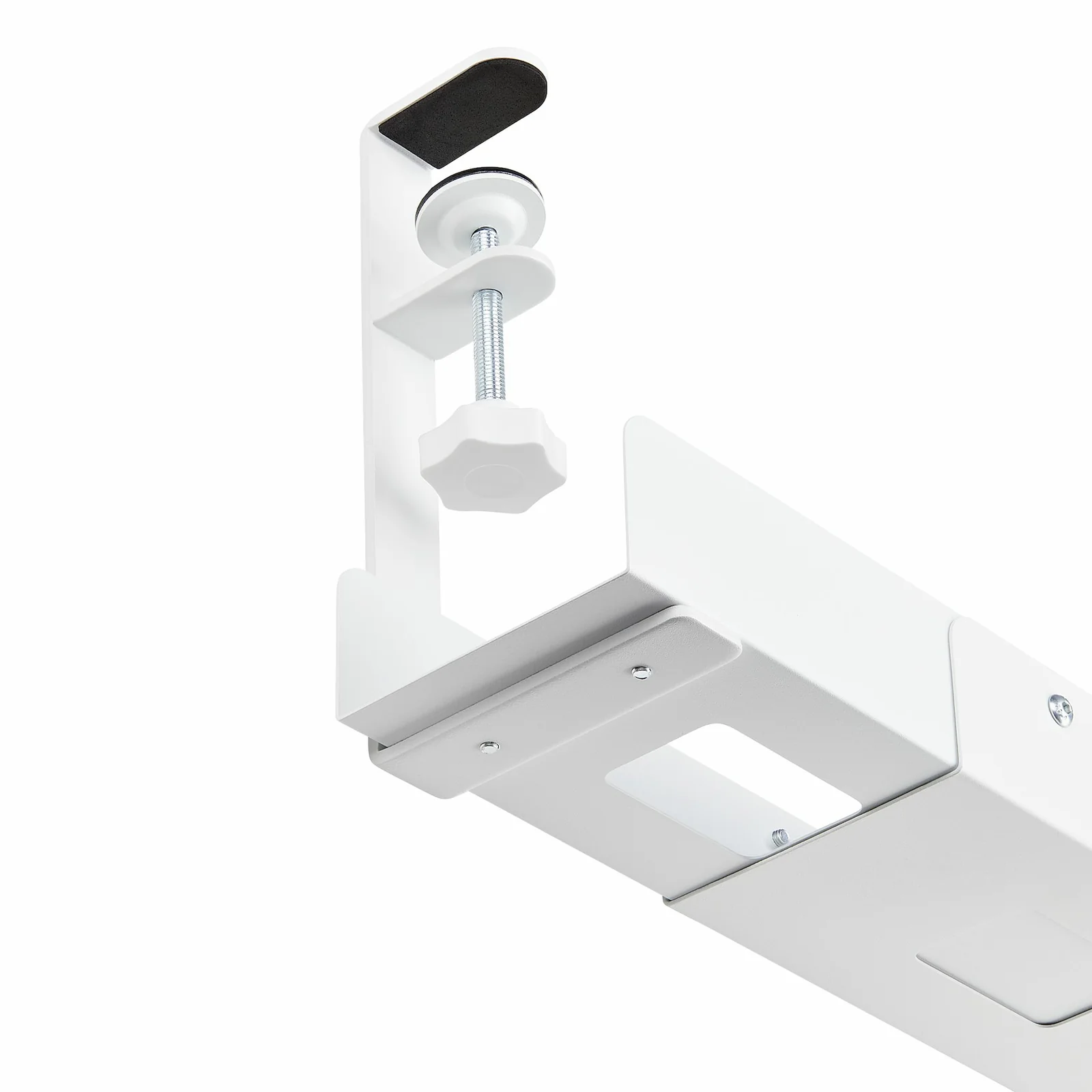 StarTech.com Goulotte Passe Câble Bureau, Organiseur de Câbles Ajustable en Longueur, Installation à Pinces, Aucun Perçage Nécessaire, Support Multiprise, Blanc