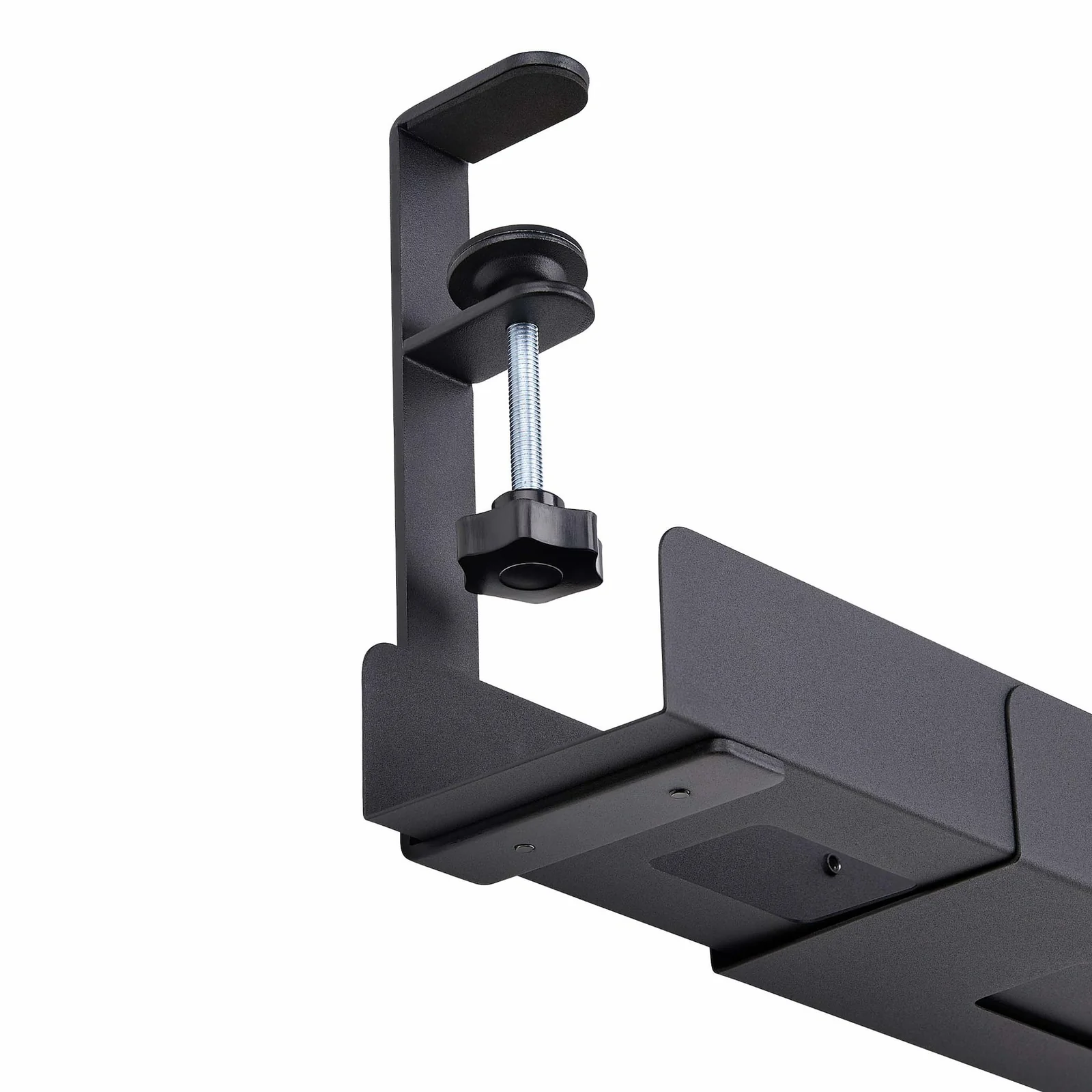 StarTech.com Goulotte Passe Câble Bureau, Organiseur de Câbles Ajustable en Longueur, Installation à Pinces, Aucun Perçage Nécessaire, Support Multiprise, Noir
