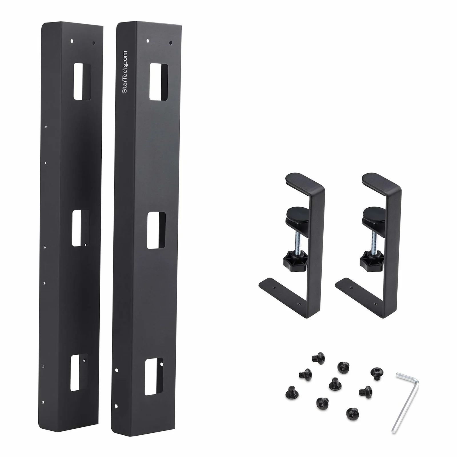 StarTech.com Goulotte Passe Câble Bureau, Organiseur de Câbles Ajustable en Longueur, Installation à Pinces, Aucun Perçage Nécessaire, Support Multiprise, Noir