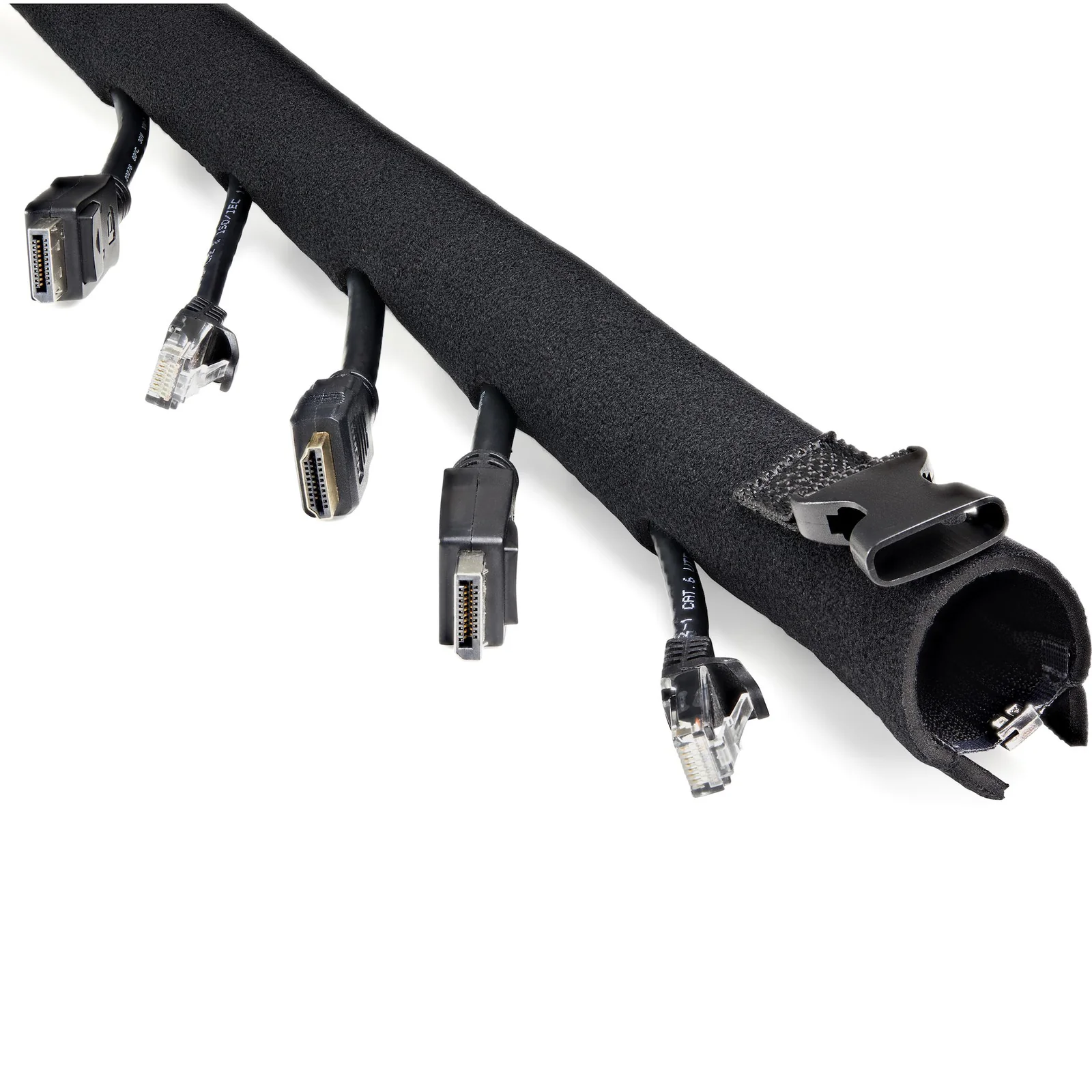 StarTech.com Housse Passe Câbles Néoprène 1m - Fermeture Éclair et Boucle - Diamètre 3cm - Protection Câbles Ordinateur/Alimentation/Réseau/AV - Housse Passe Câbles Flexible - Noir