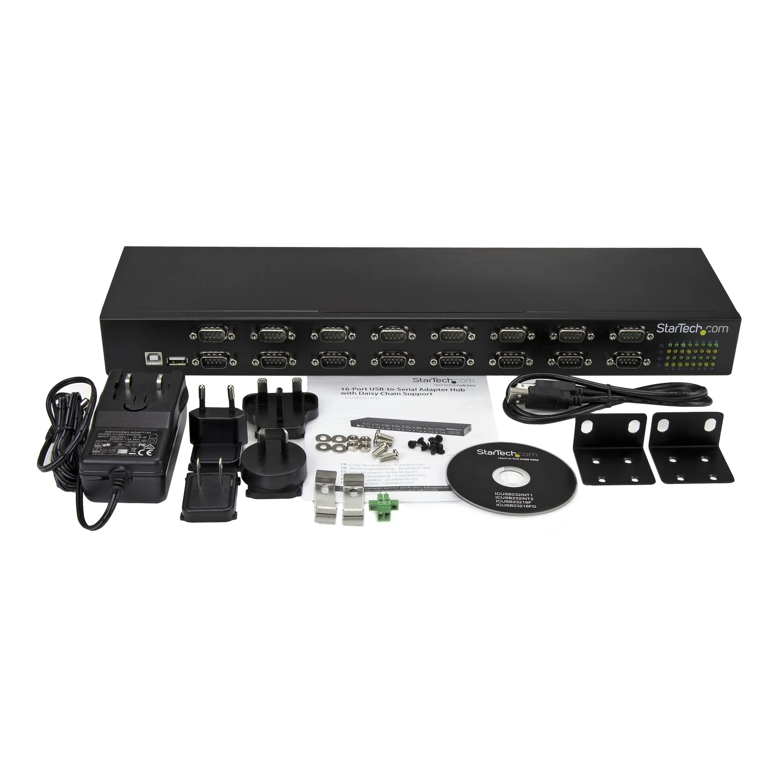 StarTech.com Hub série RS232 à 16 ports - Adaptateur USB vers 16x DB9 RS232 à montage en rack