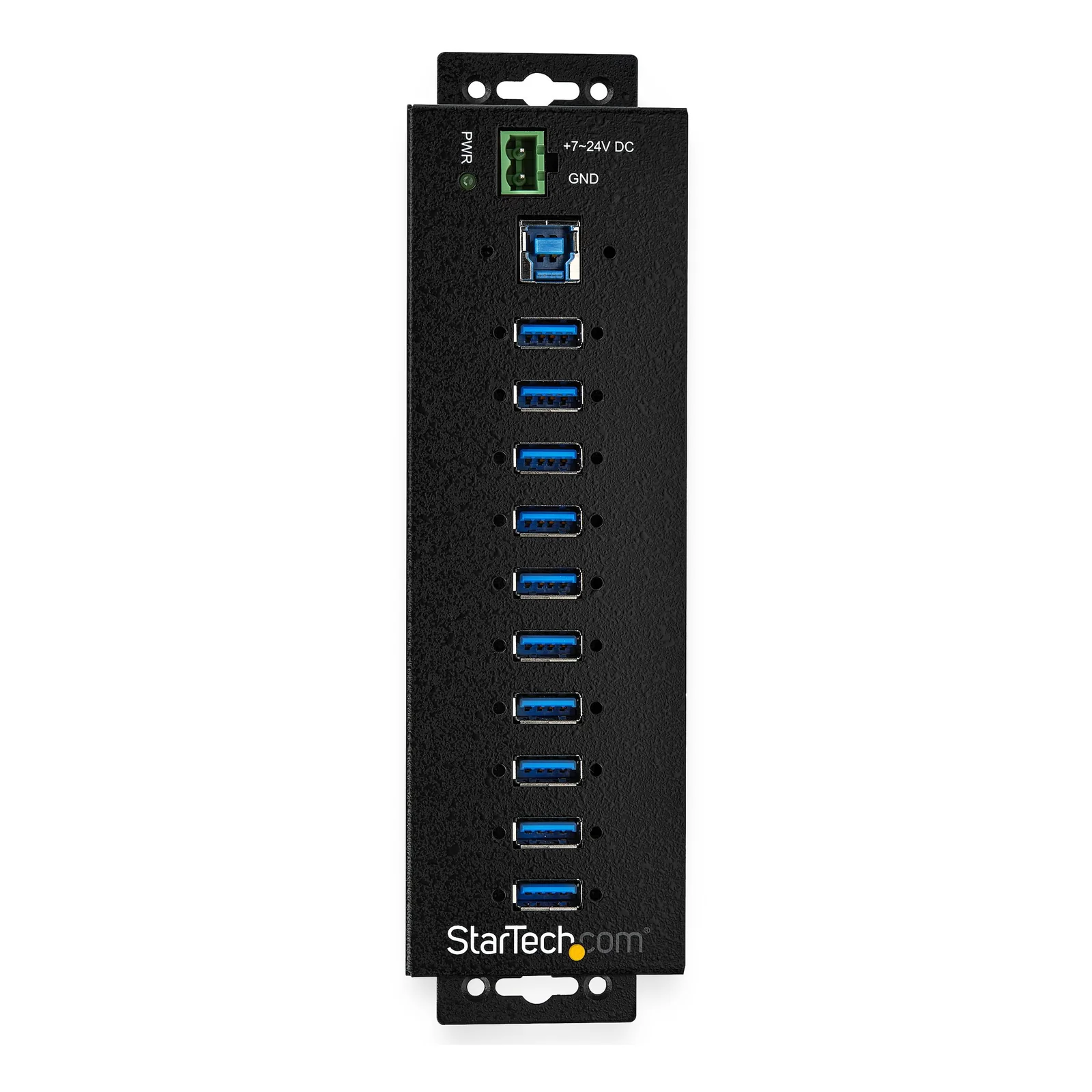 StarTech.com Hub USB 3.0 10 ports avec adaptateur d'alimentation - Hub USB-A industriel en métal avec protection contre les décharges électrostatiques et les surtensions de 350W - Montable sur Din/Mur/Bureau - Hub USB 3.2 Gen 1 (5Gbps) haut débit