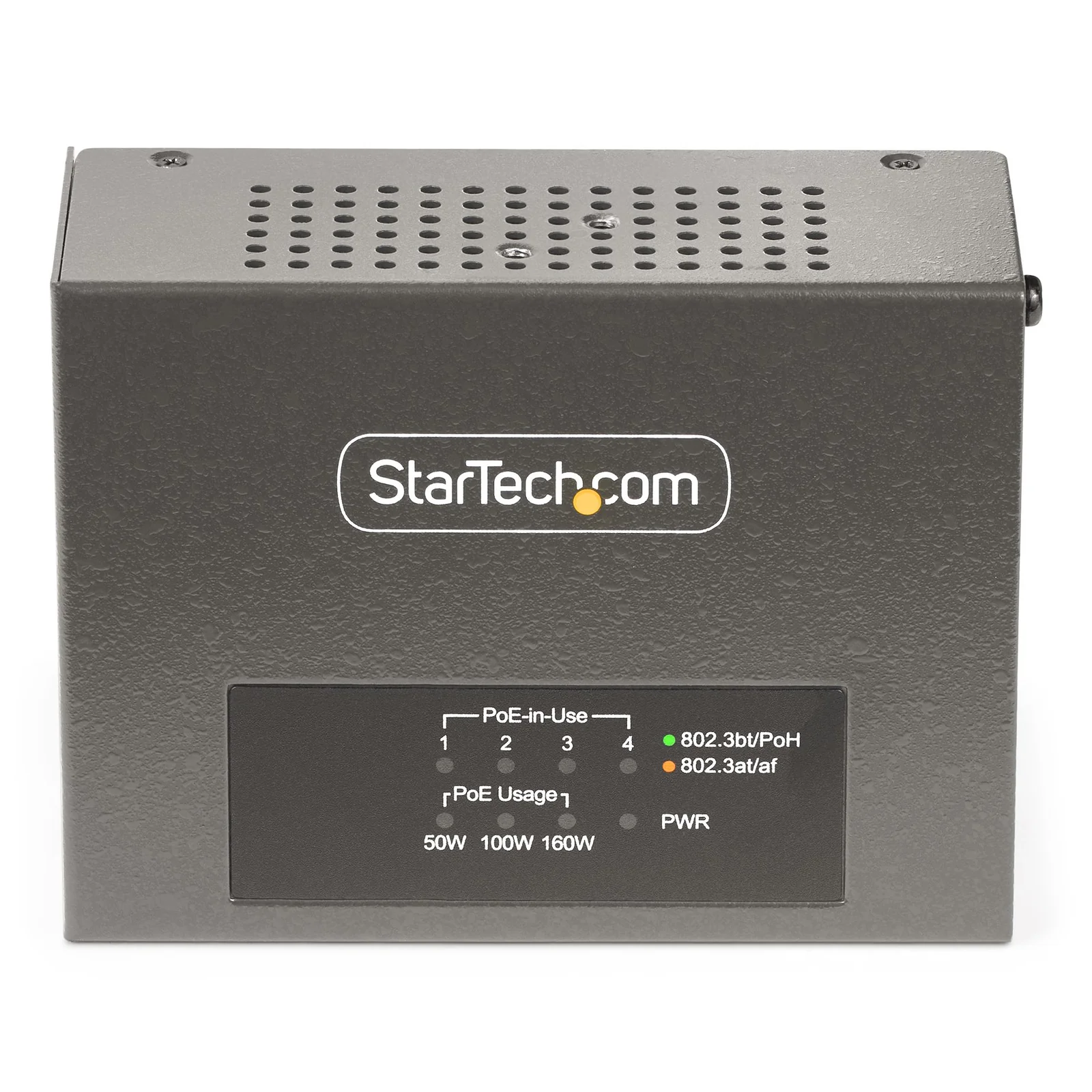 StarTech.com Injecteur PoE++ Multi-Gigabit à 4 Ports, Ethernet 5/2.5/1G (NBASE-T), PoE/PoE+/PoE++ (802.3af/802.3at/802.3bt), Puissance Absorbée 160Watts, Montage Mural/Rail DIN, Non Géré