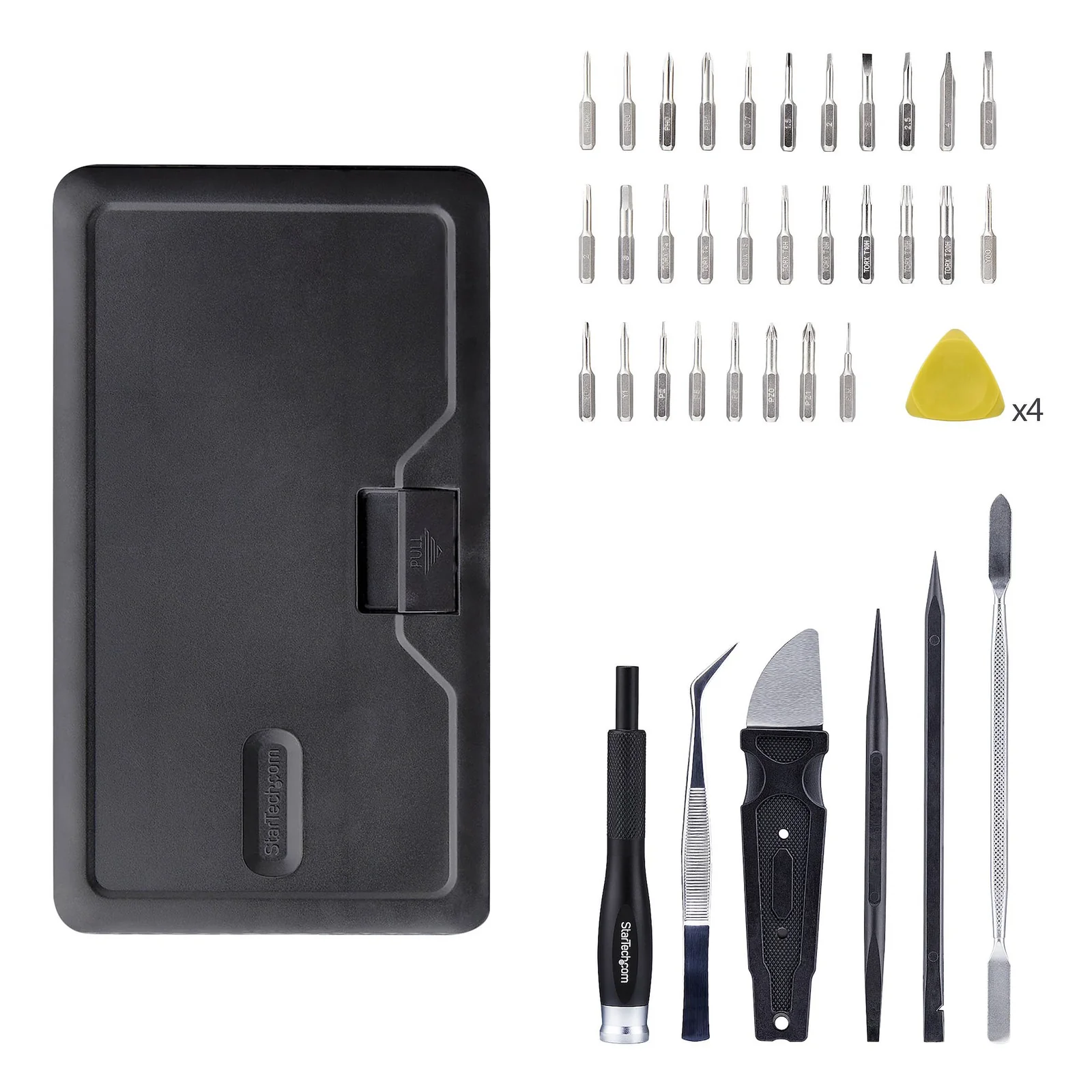 StarTech.com Kit de Réparation Informatique 40 pièces pour Ordinateur Portable/PC/Téléphone, Jeu de Tournevis de Précision 30-Bit, Couvercle Amovible avec Tampon Magnétique, Outils de Préhension