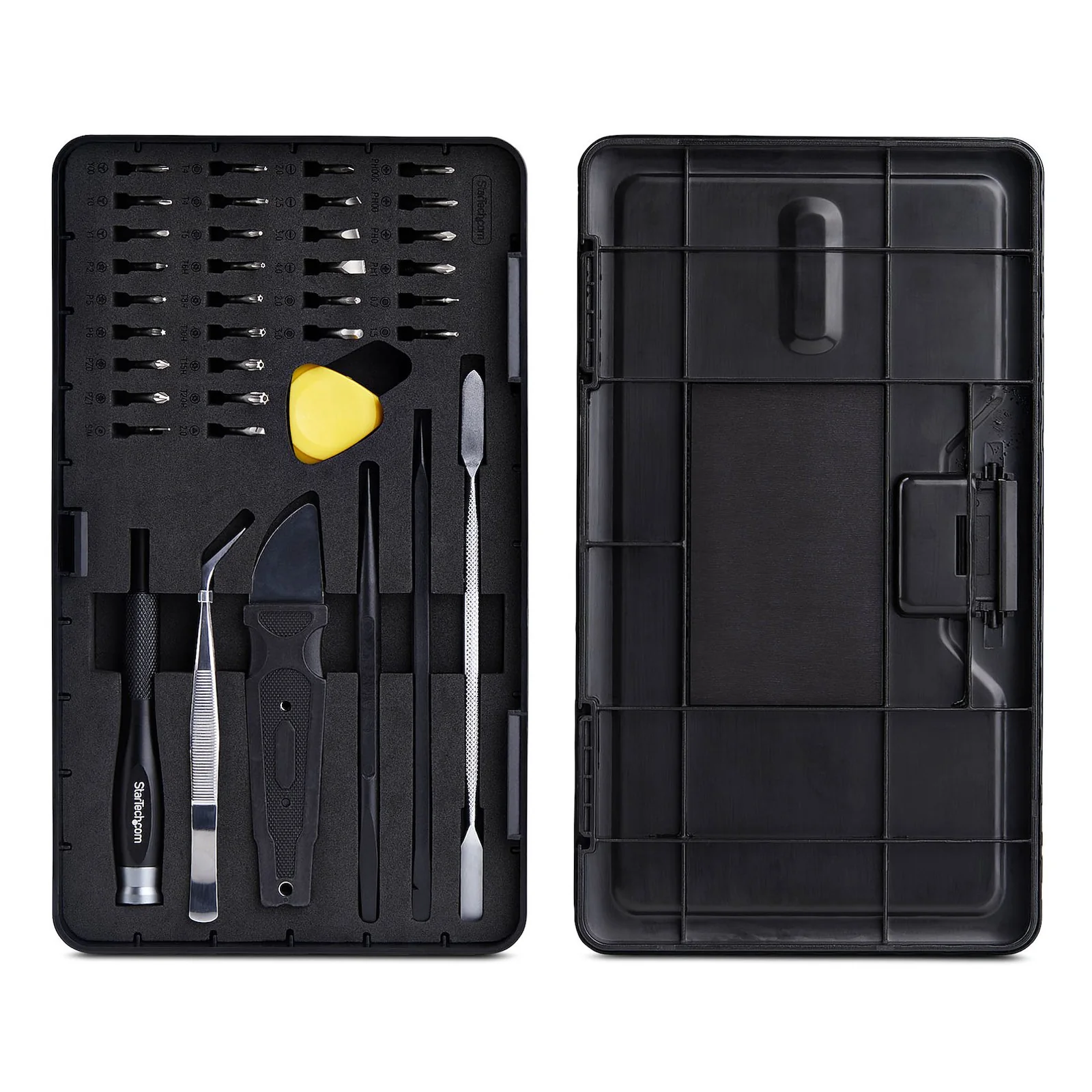 StarTech.com Kit de Réparation Informatique 40 pièces pour Ordinateur Portable/PC/Téléphone, Jeu de Tournevis de Précision 30-Bit, Couvercle Amovible avec Tampon Magnétique, Outils de Préhension