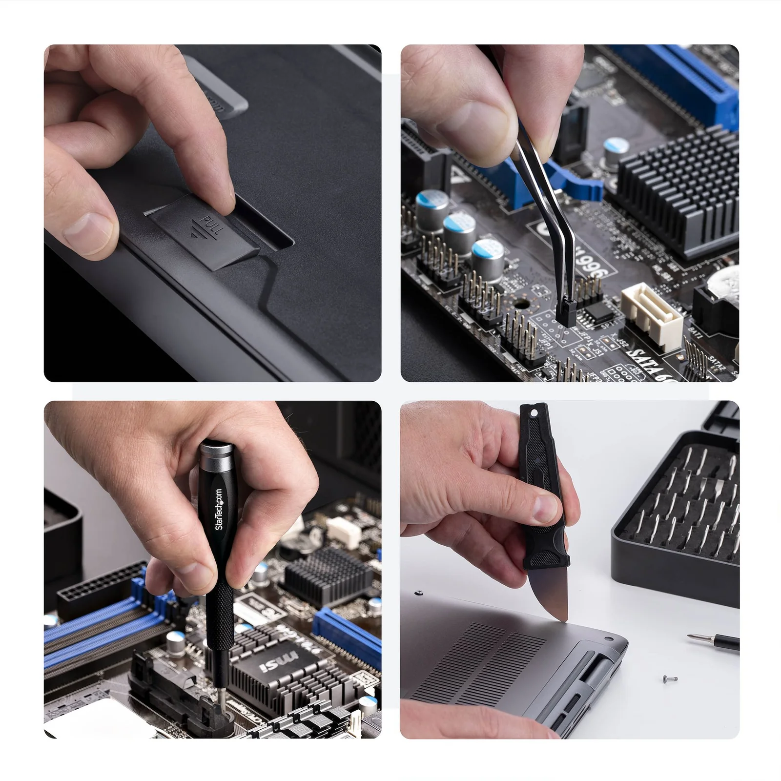 StarTech.com Kit de Réparation Informatique 40 pièces pour Ordinateur Portable/PC/Téléphone, Jeu de Tournevis de Précision 30-Bit, Couvercle Amovible avec Tampon Magnétique, Outils de Préhension