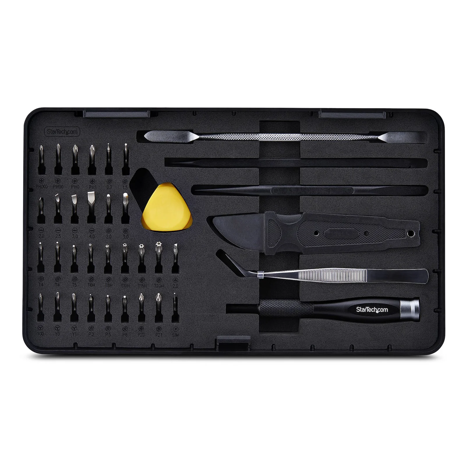 StarTech.com Kit de Réparation Informatique 40 pièces pour Ordinateur Portable/PC/Téléphone, Jeu de Tournevis de Précision 30-Bit, Couvercle Amovible avec Tampon Magnétique, Outils de Préhension