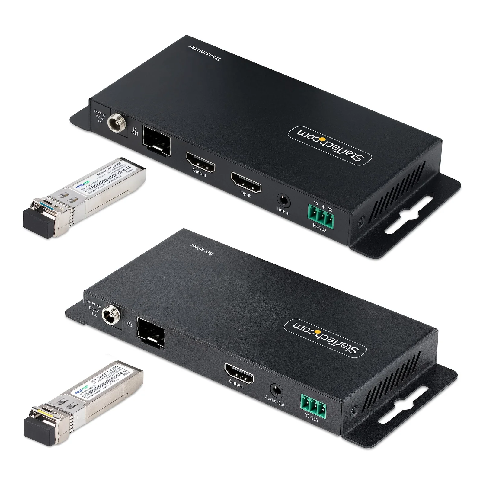 StarTech.com Kit Extender HDMI Fibre Optique - 4K60Hz jusqu'à 1km (Monomode) ou 300m (Multimode) Fibre optique LC, HDR, HDCP, Audio 3.5mm/RS232/Extender IR - Prolongateur/Extension HDMI - Kit Émetteur et Récepteur