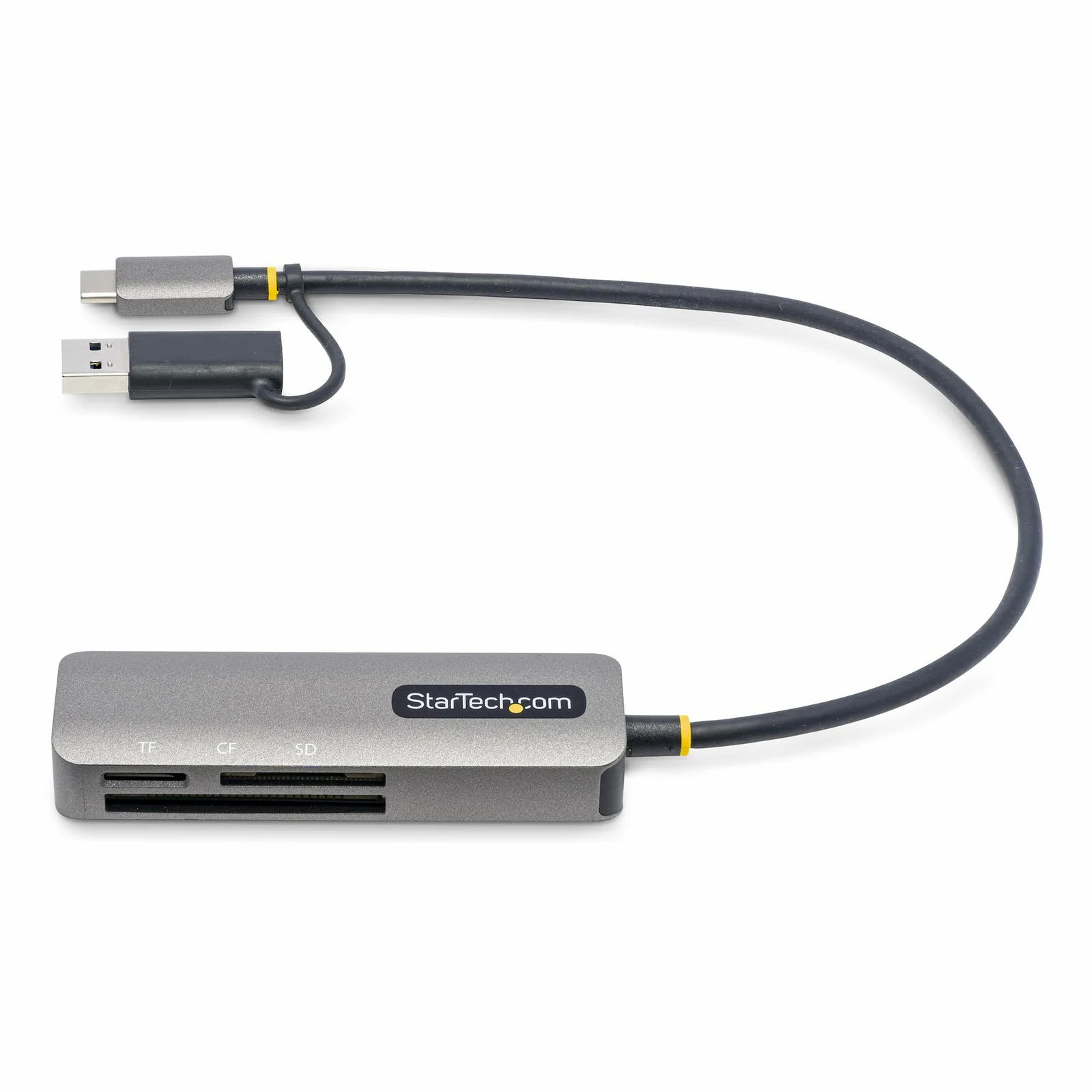 StarTech.com Lecteur de Cartes Mémoire Multi-Média, Lecteur de Cartes SD/microSD/CompactFlash, Adaptateur de Cartes Portables USB 5Gbps, Lecteur de Cartes USB-C avec Adaptateur USB-A - Compatible avec tous les OS