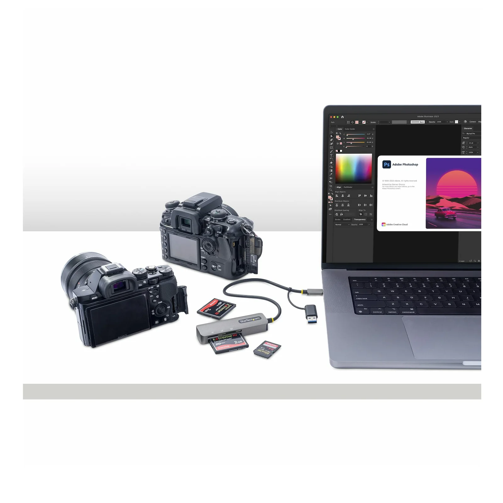 StarTech.com Lecteur de Cartes Mémoire Multi-Média, Lecteur de Cartes SD/microSD/CompactFlash, Adaptateur de Cartes Portables USB 5Gbps, Lecteur de Cartes USB-C avec Adaptateur USB-A - Compatible avec tous les OS