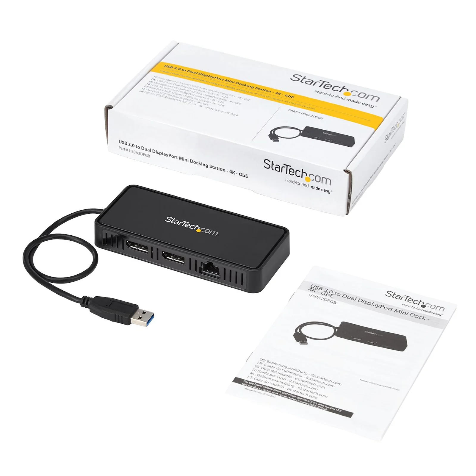 StarTech.com Mini Dock USB 3.0 - Station d'Acceuil USB-A Double Écran avec Vidéo DisplayPort 4K 60Hz & Gigabit Ethernet - Câble 30 cm - Adaptateur USB 3.1 Gen 1 Type-A pour PC Portable
