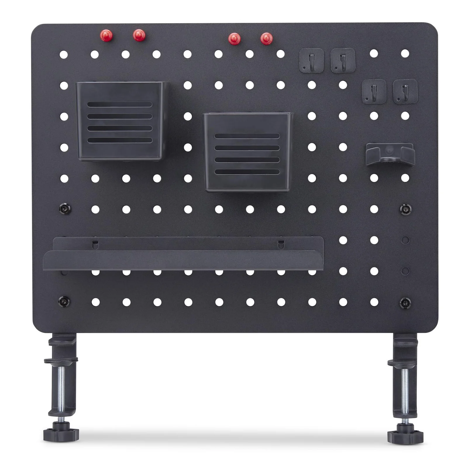 StarTech.com Panneau Perforé à Pinces avec Accessoires, 42 x 32cm, Panneau Perforé en Acier, Organisateur de Rangement de Bureau, Panneau Perforé à Fixer sur un Bureau, Noir
