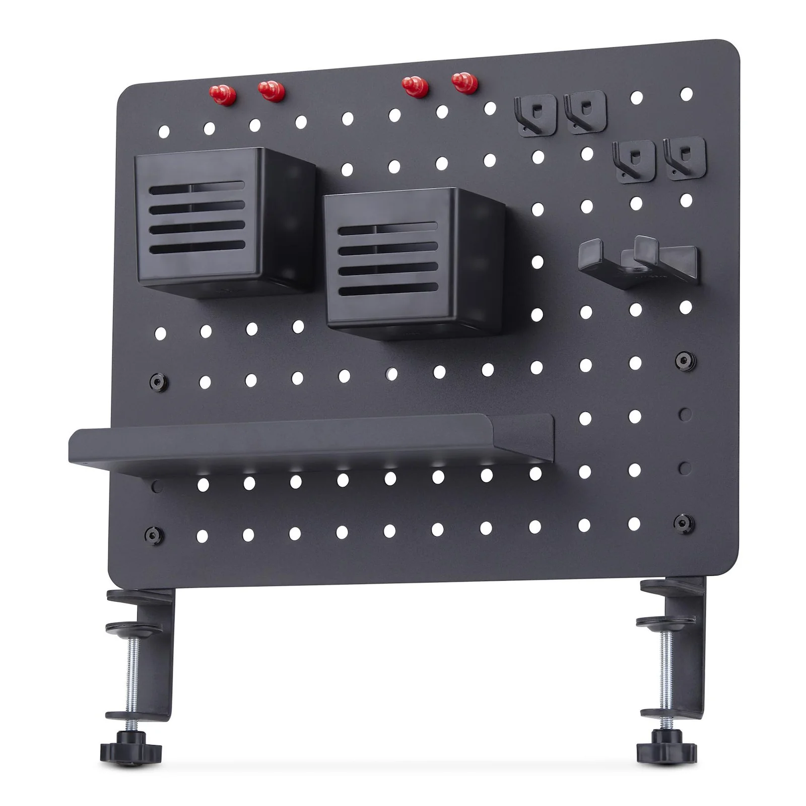 StarTech.com Panneau Perforé à Pinces avec Accessoires, 42 x 32cm, Panneau Perforé en Acier, Organisateur de Rangement de Bureau, Panneau Perforé à Fixer sur un Bureau, Noir