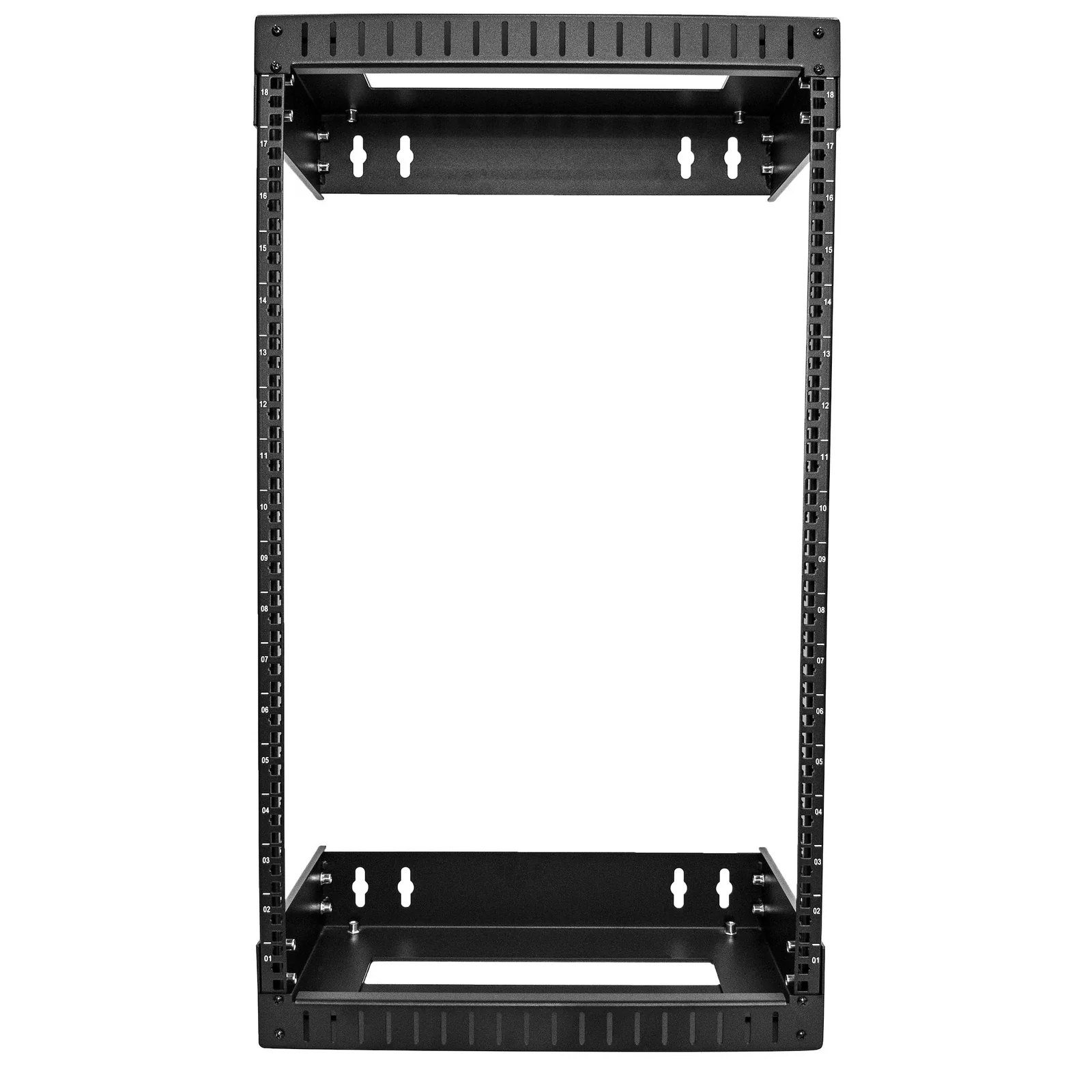 StarTech.com Rack Réseau Mural 18U à 2 Montants, Rack Serveur 19" à Cadre Ouvert avec Profondeur Ajustable, Rack de Données Mural pour IT/AV/Panneau de Patch/ Equipement IT - Écrous et Vis de Fixation Inclus