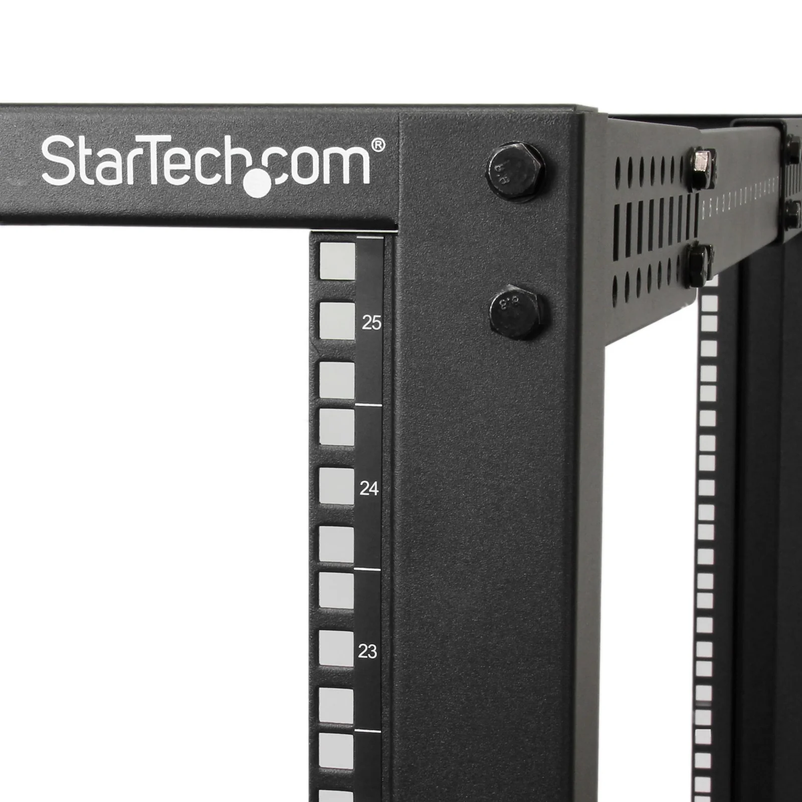StarTech.com Rack Serveur Mobile 25U 4 Poteaux, Rack Réseau 19" 4 Poteaux avec Roulettes, Rack Roulant avec Profondeur Ajustable pour PC/AV/Données/Informatique - Roulettes, Pieds de nivellement ou Fixation au Sol