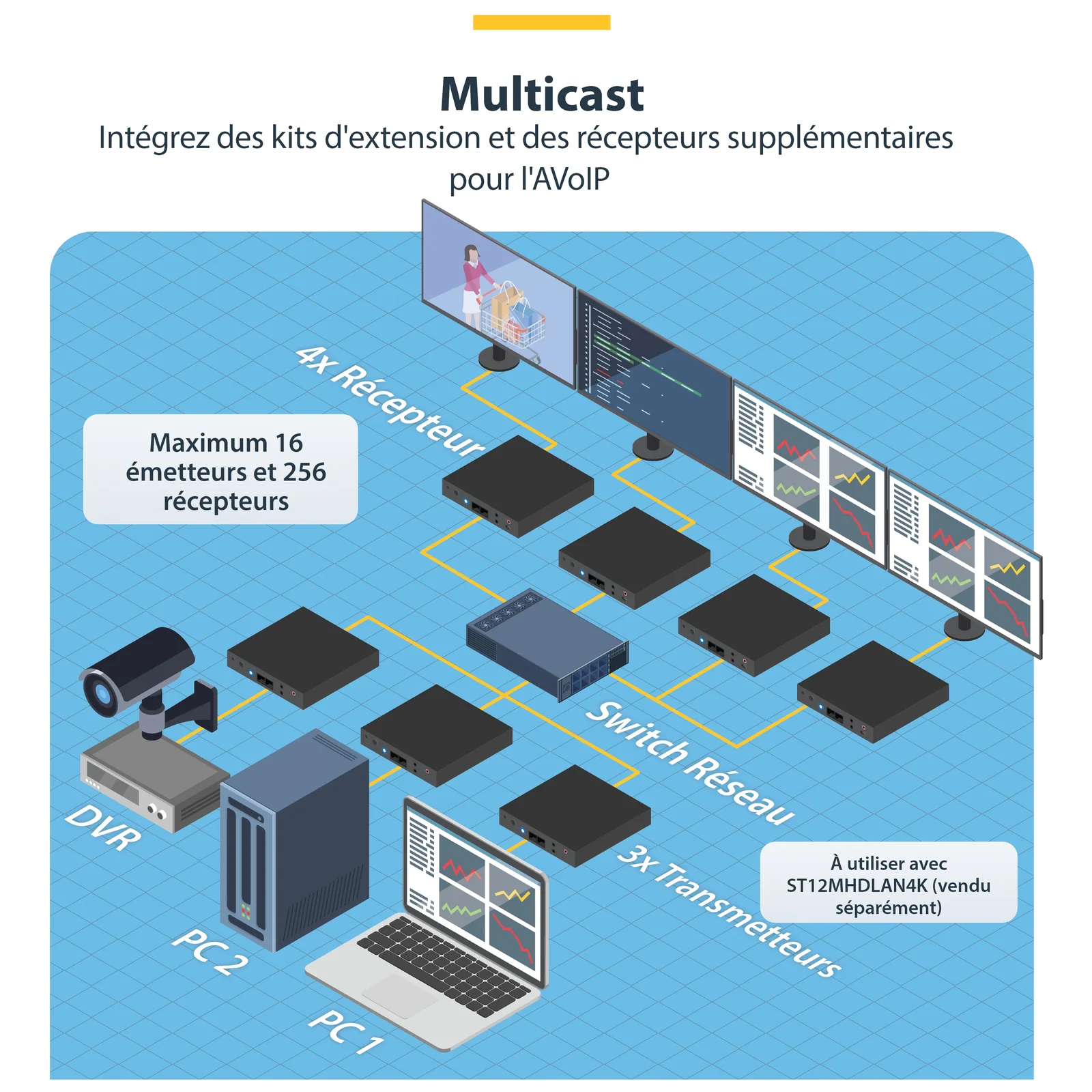 StarTech.com Récepteur HDMI 4K via IP pour ST12MHDLAN4K