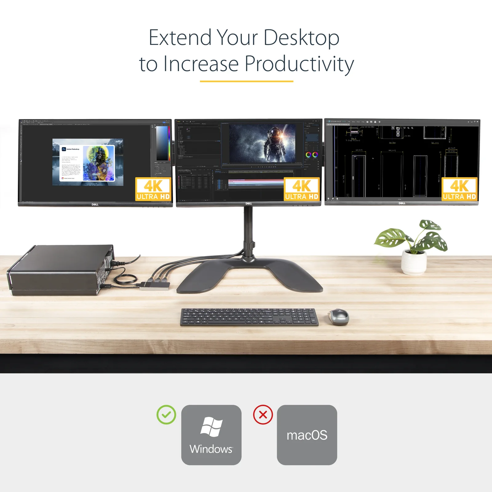 StarTech.com Répartiteur DisplayPort 1.4 à 3 ports, Adaptateur Multi-Moniteur DisplayPort vers 3x DP, Hub MST Triple pour Ordinateur 4K, Alimentation par Bus USB - Windows Uniquement