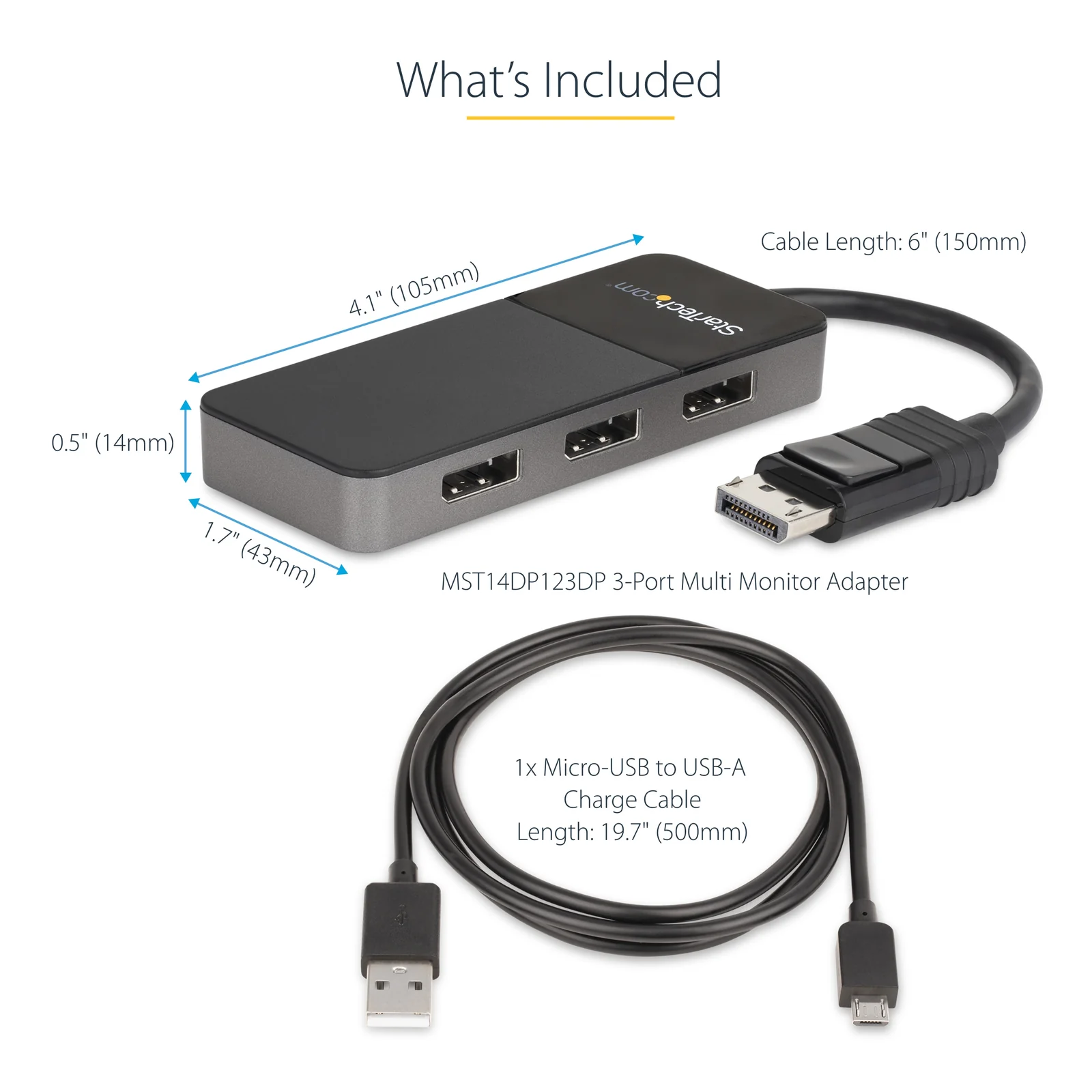 StarTech.com Répartiteur DisplayPort 1.4 à 3 ports, Adaptateur Multi-Moniteur DisplayPort vers 3x DP, Hub MST Triple pour Ordinateur 4K, Alimentation par Bus USB - Windows Uniquement
