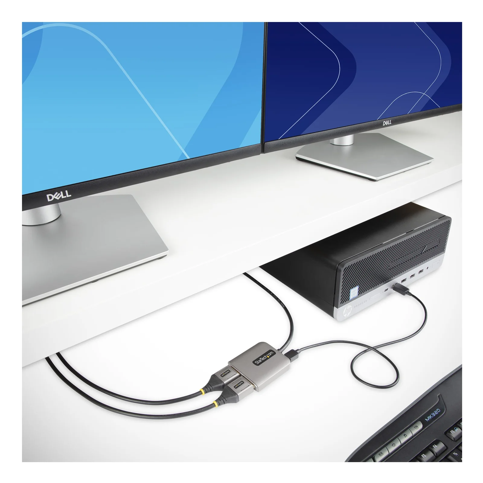 StarTech.com Répartiteur DisplayPort 1.4 pour Deux Moniteurs, Adaptateur DisplayPort vers 2x DP pour Plusieurs Moniteurs, Hub MST pour Ordinateur 5K 60Hz, Câble Extra-Long Intégré - Windows Uniquement