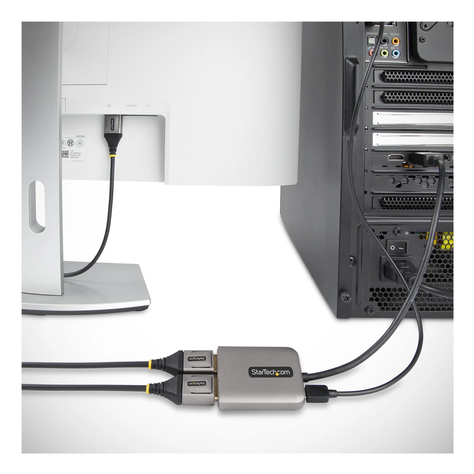 StarTech.com Répartiteur DisplayPort 1.4 pour Deux Moniteurs, Adaptateur DisplayPort vers 2x DP pour Plusieurs Moniteurs, Hub MST pour Ordinateur 5K 60Hz, Câble Extra-Long Intégré - Windows Uniquement