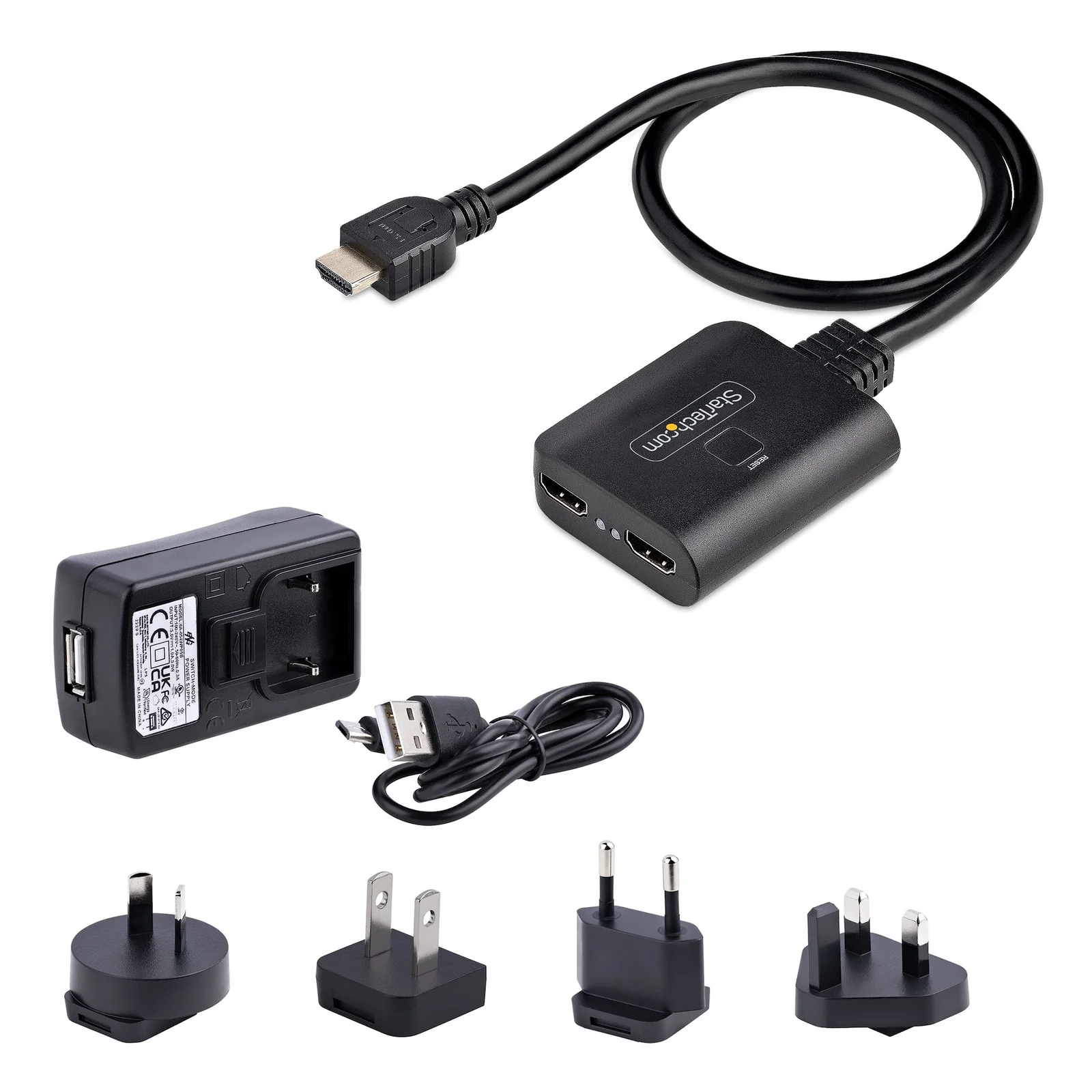 StarTech.com Répartiteur HDMI 2 Ports - Vidéo HDMI 2.0 4K 60Hz - Répartiteur HDMI 4K 1 Entrée 2 Sorties - Répartiteur 1x2 Affichage/Sortie HDMI, HDR/HDCP - Splitter avec Câble HDMI Intégré de 50 cm