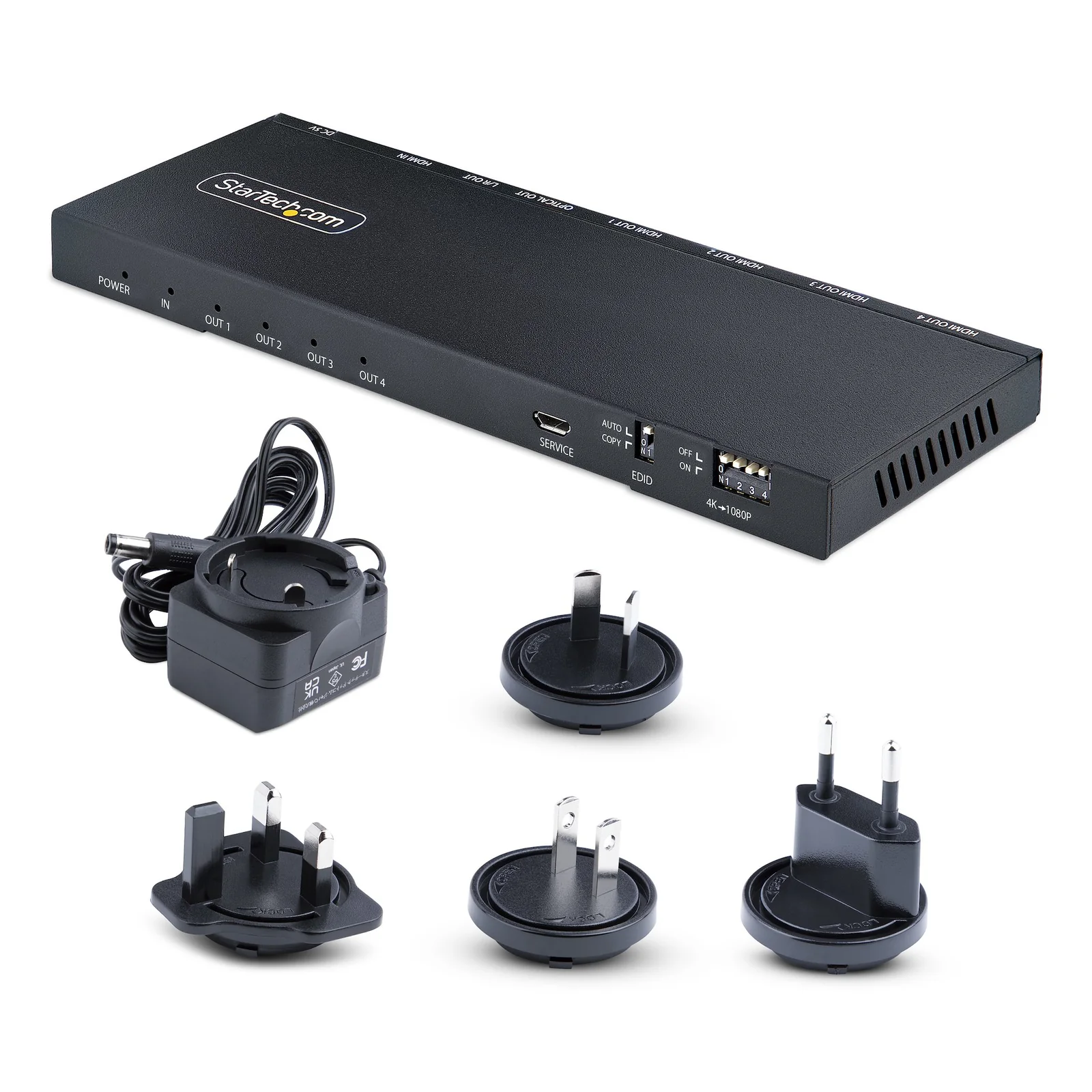 StarTech.com Splitter HDMI 4 Ports - Répartiteur HDMI 4K 60Hz avec Scaler Intégré - Répartiteur HDMI 1 Entrée 4 Sorties - Splitter HDMI 1080p PC - Port Optique 3.5mm