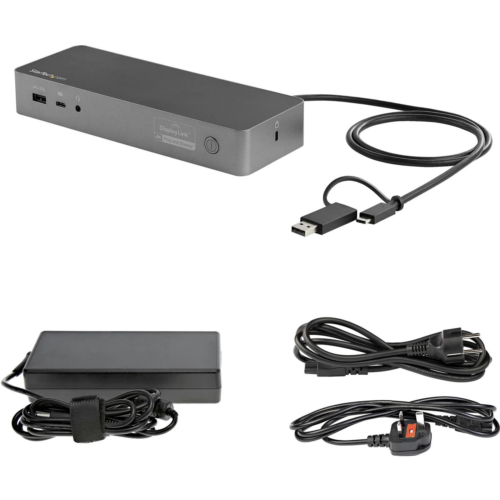 StarTech.com Station d'Accueil Universelle pour Ordinateur Portable, Station d'Accueil Hybride USB-C & USB-A, Dual 4K DP & HDMI, 100W PD, Mac / Windows / Chrome OS, 4x USB 5Gbps Hub, GbE