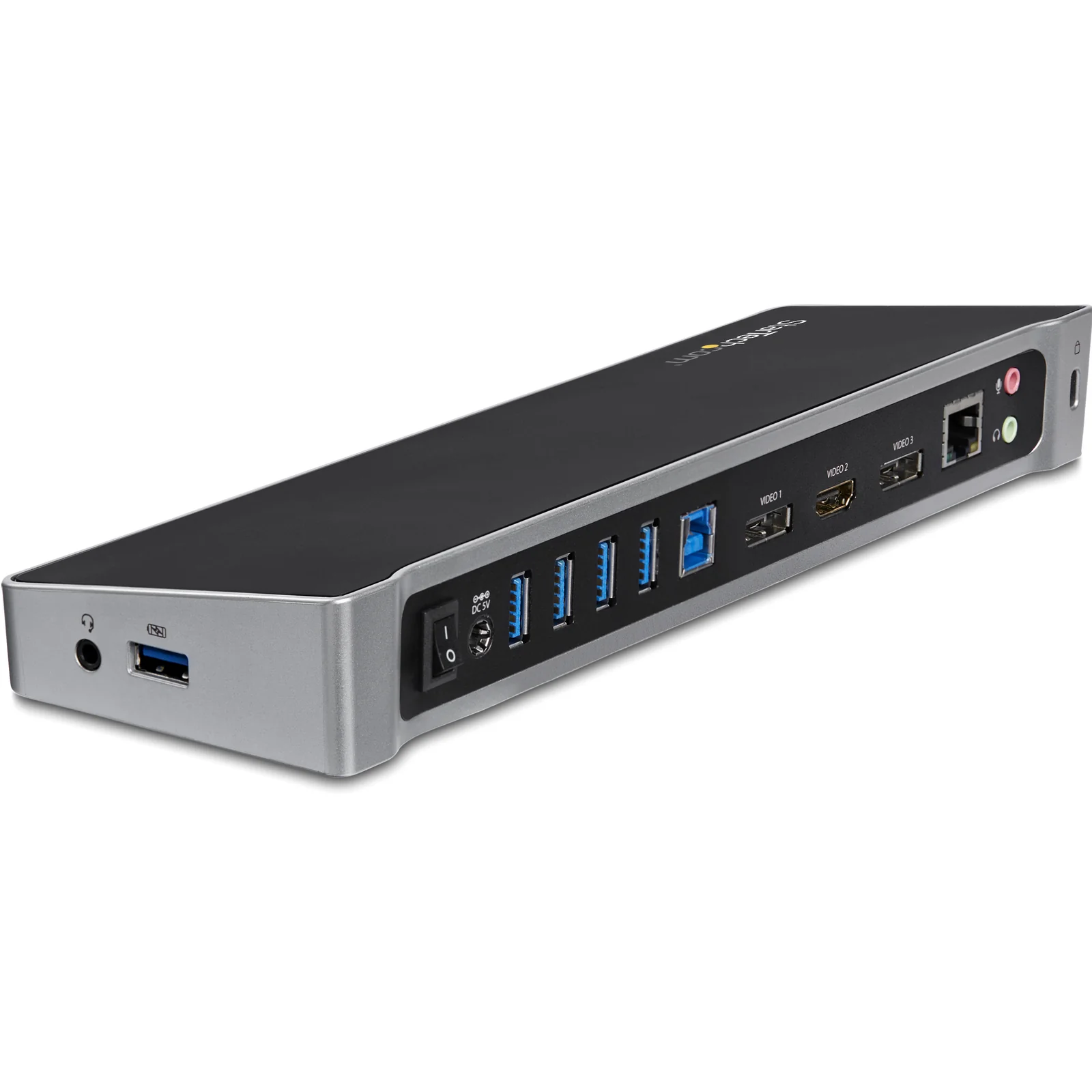 Station d'Accueil USB 3.0 à 3 Écrans avec 2x 4K DisplayPort et HDMI - Hub USB-A à 5 Ports (1x Fast-Charge), Audio 3,5 mm, GbE - Docking Station Universelle USB Type-A pour PC Portable, Win/MacOS