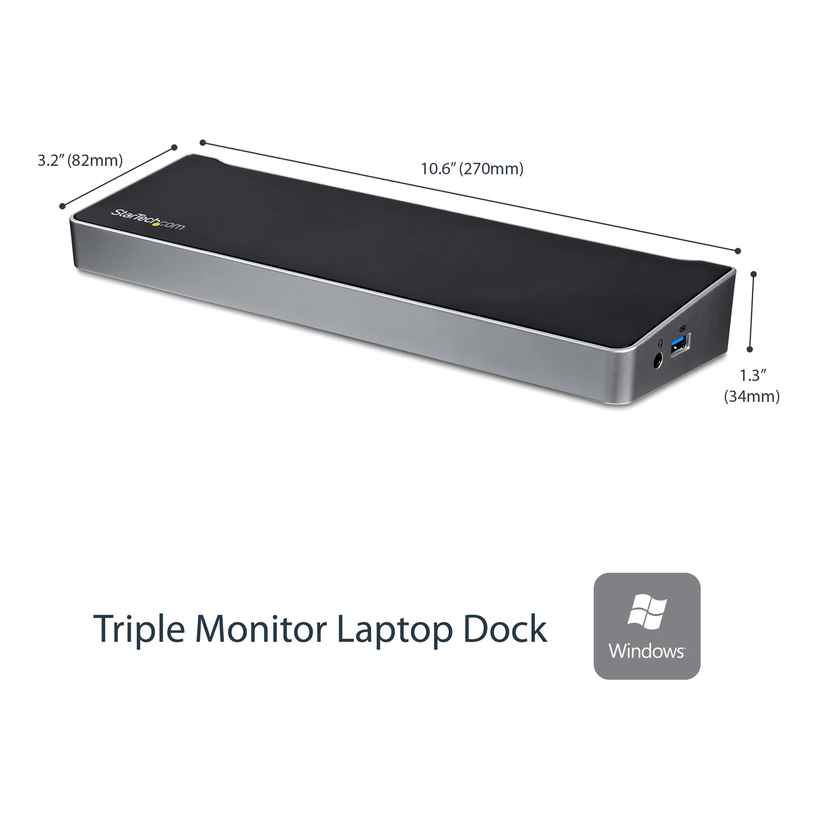 StarTech.com Station d'Accueil USB 3.0 à 3 Écrans avec 2x 4K DisplayPort et HDMI - Hub USB-A à 5 Ports (1x Fast-Charge), Audio 3,5 mm, GbE - Docking Station Universelle USB Type-A pour PC Portable, Win/MacOS