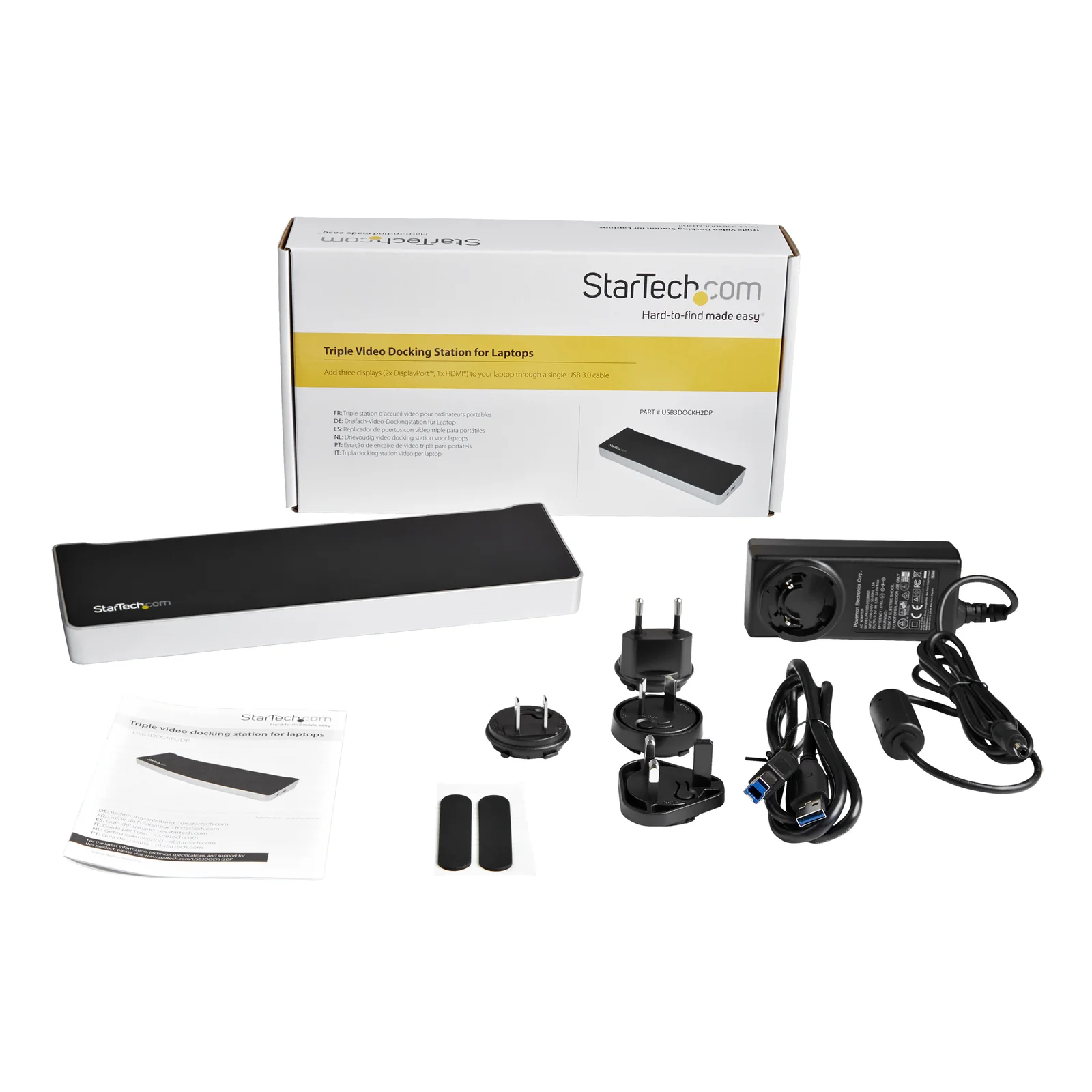StarTech.com Station d'Accueil USB 3.0 à 3 Écrans avec 2x 4K DisplayPort et HDMI - Hub USB-A à 5 Ports (1x Fast-Charge), Audio 3,5 mm, GbE - Docking Station Universelle USB Type-A pour PC Portable, Win/MacOS