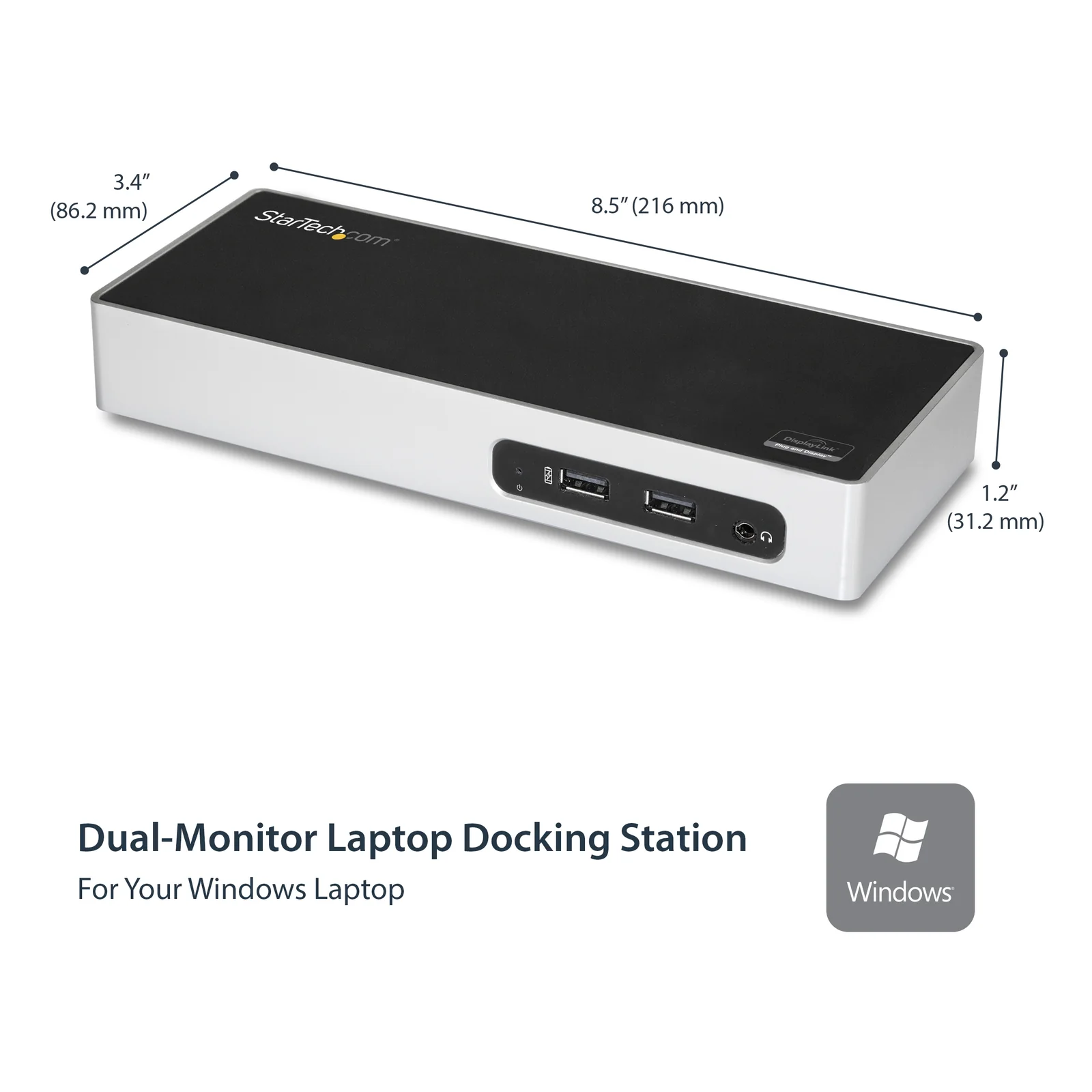 StarTech.com Station d'Accueil USB 3.0 à Double Écran - Dock Universel Type-A pour PC/Ordinateur Portable avec HDMI et DVI/VGA - Hub USB 3.1 Gen 1 5Gbps à 6 Ports, Gbe, Audio - Windows & Mac