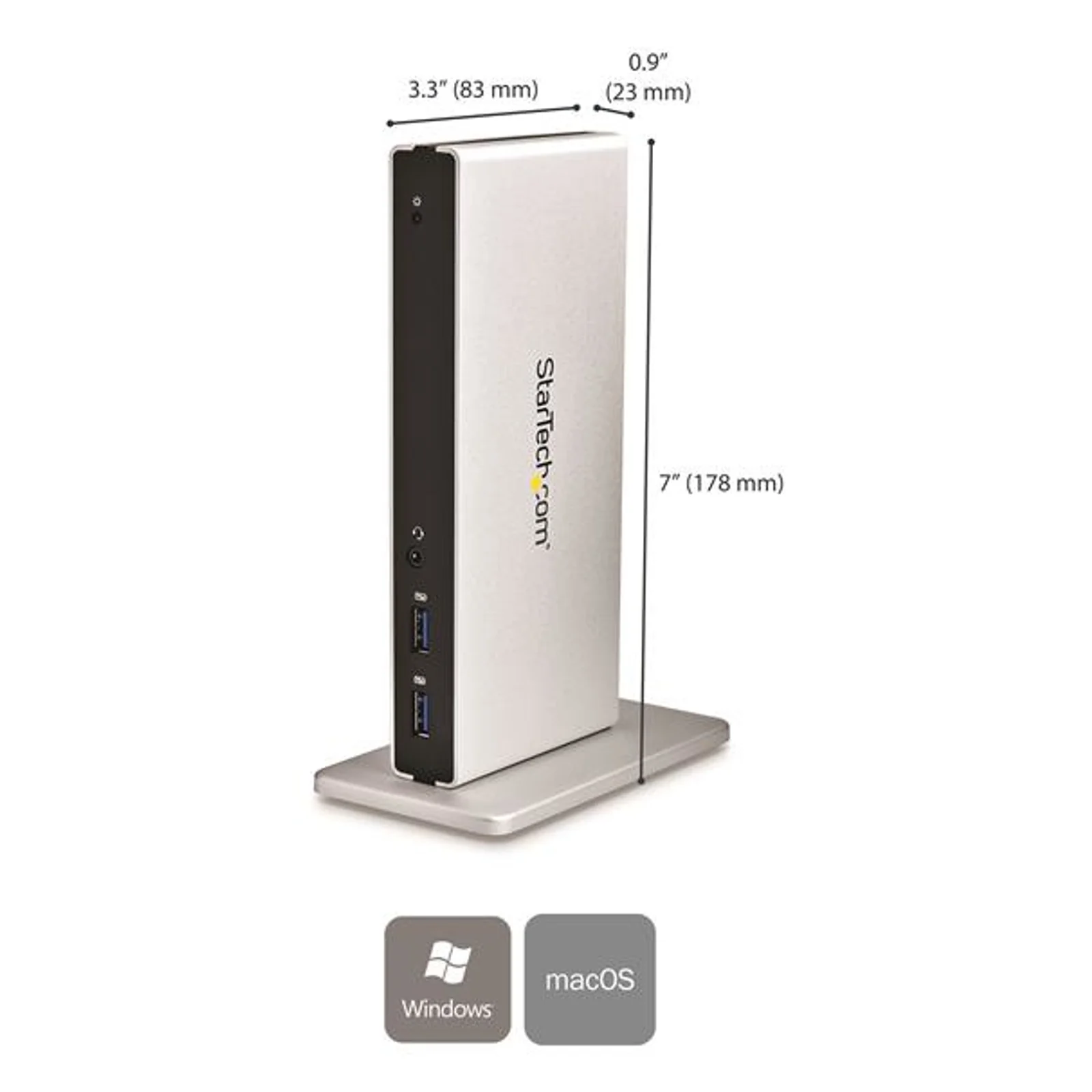StarTech.com Station d'Accueil USB 3.0 pour Deux Écrans avec Adaptateurs DVI vers VGA et HDMI, 5x USB 3.0 et Audio - Station d'Accueil DVI Verticale pour Mac et Windows