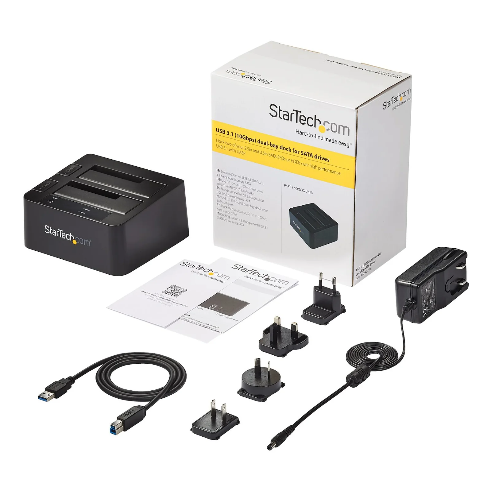 StarTech.com Station d'accueil USB 3.1 (10 Gb/s) pour 2 disques durs SATA de 2,5 / 3,5 pouces