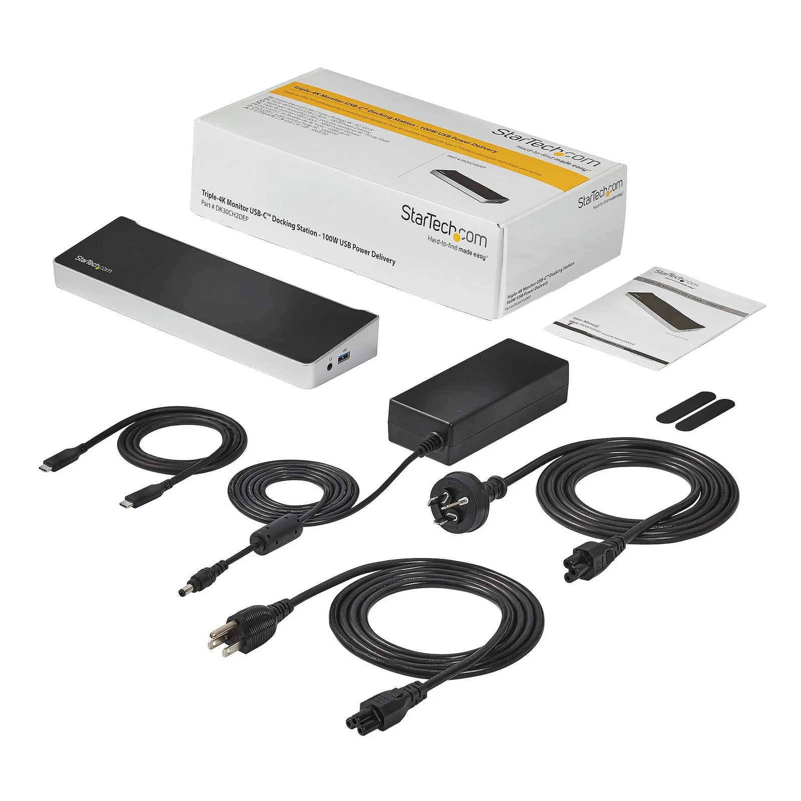 StarTech.com Station d'Accueil USB-C 4K, Station d'Accueil pour Moniteur Triple UHD 4K, Mac & Windows, USB C vers HDMI & DisplayPort, 100W Power Delivery, Hub 5x USB 5Gbps