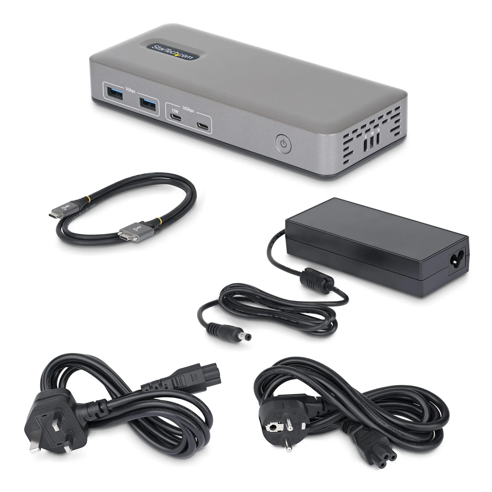StarTech.com Station d'Accueil USB-C à Deux Écrans, DisplayPort, 4K 60Hz, Recharge d'Ordinateur Portable 100 W, 1 GbE, Sans Pilote, Station d'Accueil Multi-Écrans pour Windows