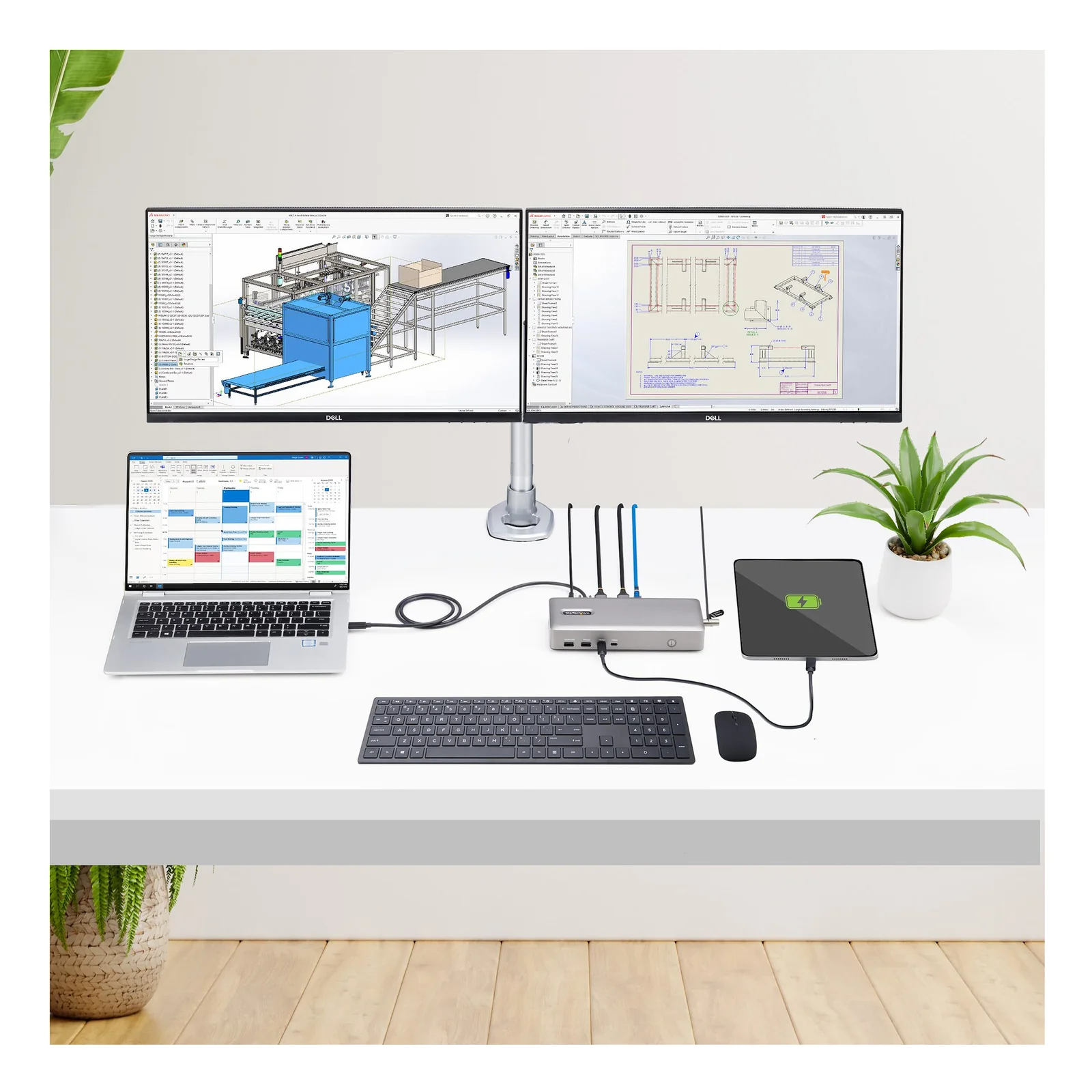 StarTech.com Station d'Accueil USB4 à 2 Écrans, Double HDMI 4K 120 Hz ou Simple HDMI 8K 60 Hz, Recharge de PC 100W, 2,5 GbE, Dock Multi-Écrans USB-C, Sans Pilote
