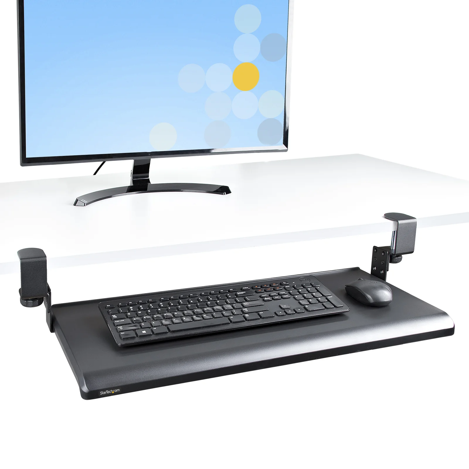 StarTech.com Support Clavier Coulissant Sous Bureau - Support Clavier Ergonomique à Pince en C - Tiroir Clavier Coulissant, Jusqu'à 12kg - Tablette Coulissante, Clavier et Souris - Porte Clavier (100/120 ou 140mm)